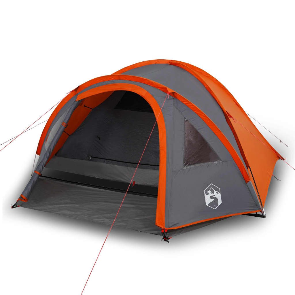 vidaXL Vorzelt Kuppel-Campingzelt 4 Personen Grau und Orange Wasserdicht, (1 tlg)