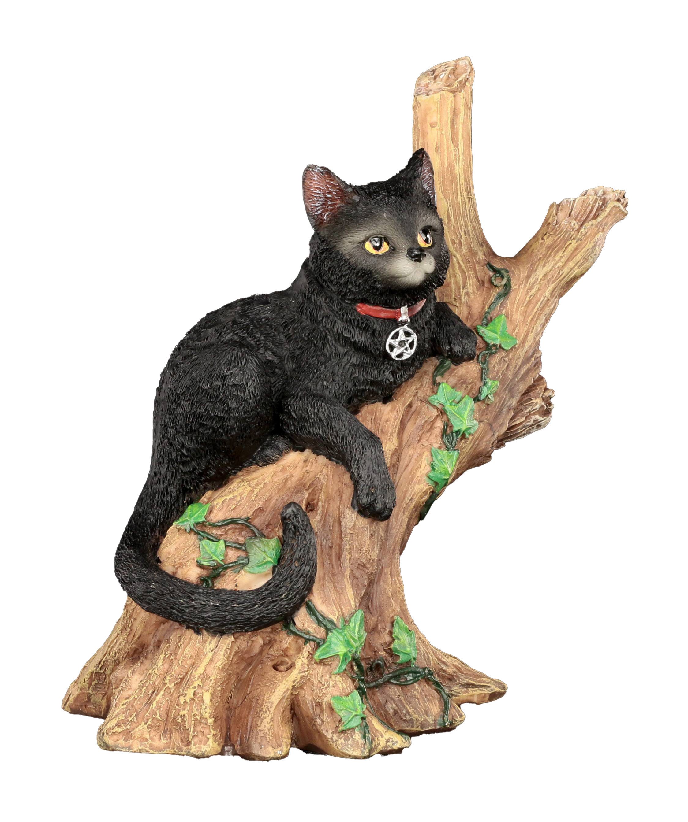 Tierfigur Hexen Katze - Onyx auf Baum - Nemesis Now Fantasy Deko