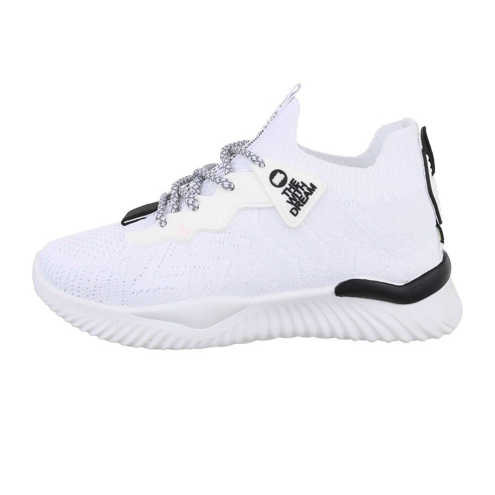 Ital-Design Damen Low-Top Freizeit Sneaker Flach Sneakers Low in Weiß