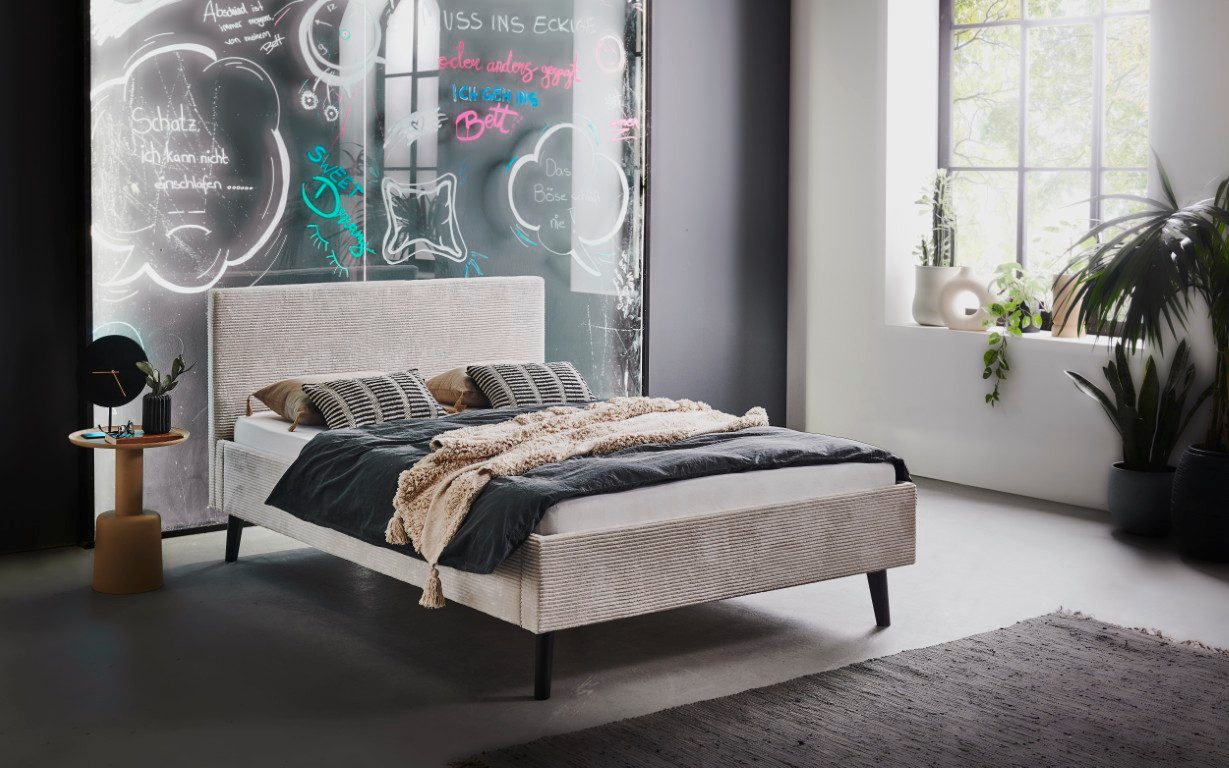 meise.möbel Polsterbett Polsterbett Avola, Cord, beige, 140 x 200 cm, Doppelbett