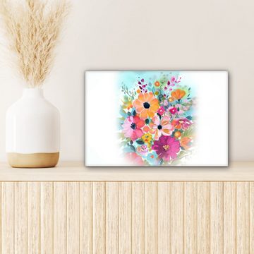 OneMillionCanvasses® Leinwandbild Blumen - Farben - Blumenstrauß - Natur, (1 St), Wandbild Leinwandbilder, Aufhängefertig, Wanddeko, 30x20 cm