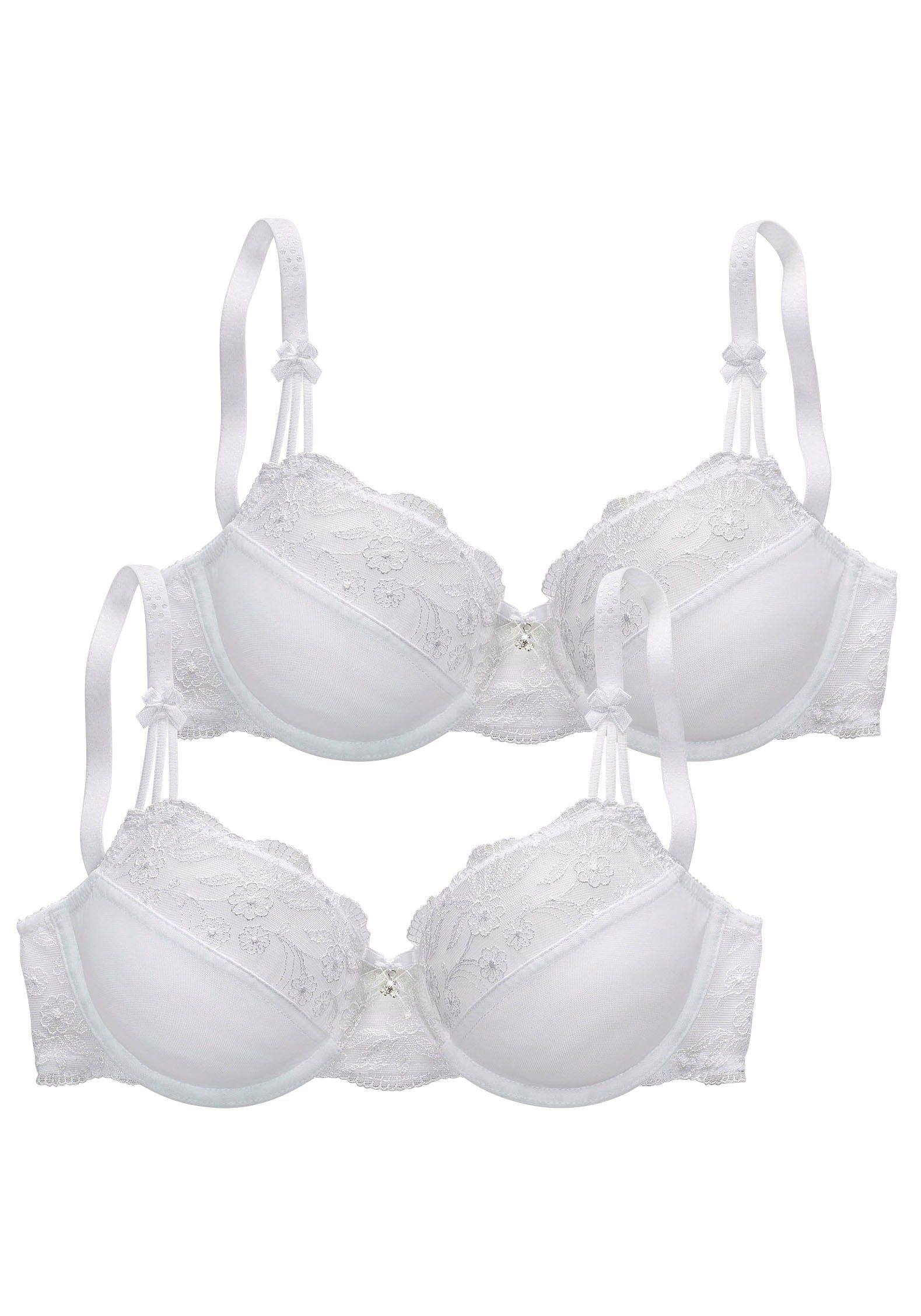 Nuance by Lascana Bügel-BH (Packung, 2 Stück) mit Stickereispitze, als Dessous-Set kombinierbar, große Größen – Bild 2 von 5