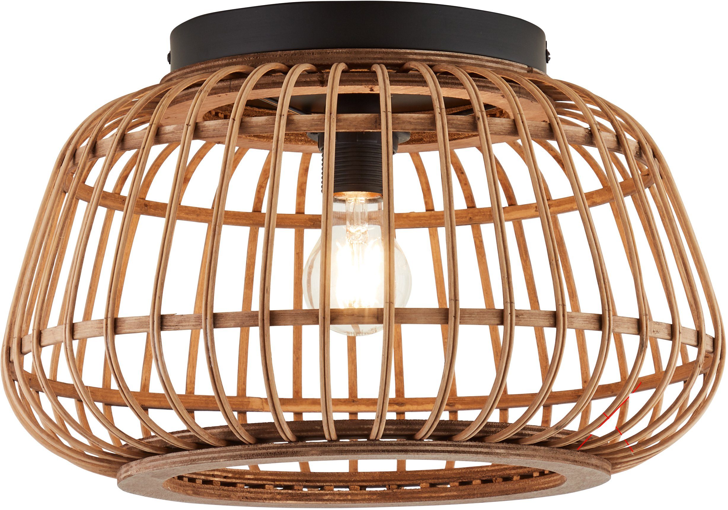 Home affaire Deckenleuchte Grazay, Schirm - Durchmesser, Rattan schwarz/natur 40cm mit Leuchtmittel, aus ohne Deckenlampe