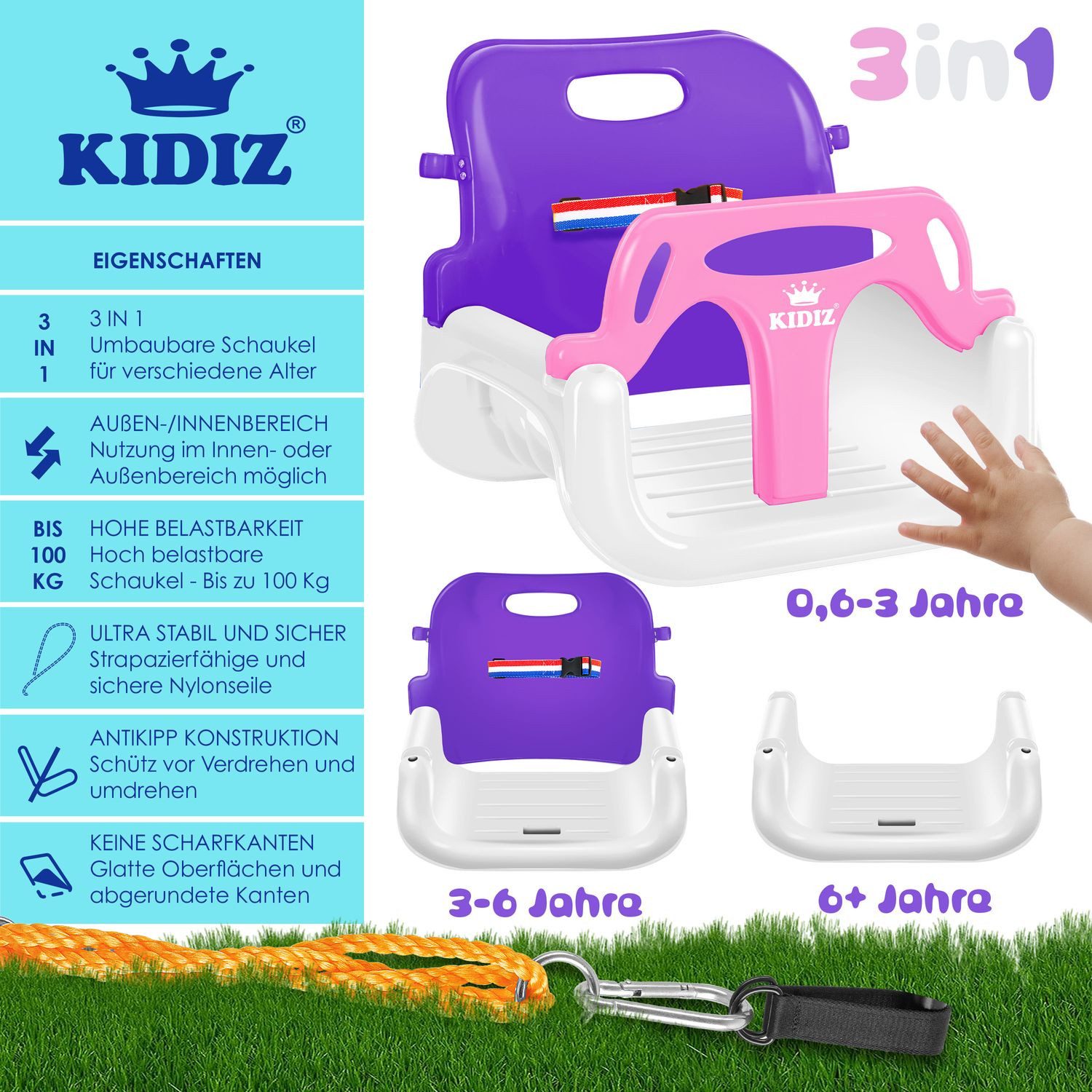 KIDIZ Einzelschaukel, Babyschaukel Kinderschaukel in Babysitz günstig online kaufen
