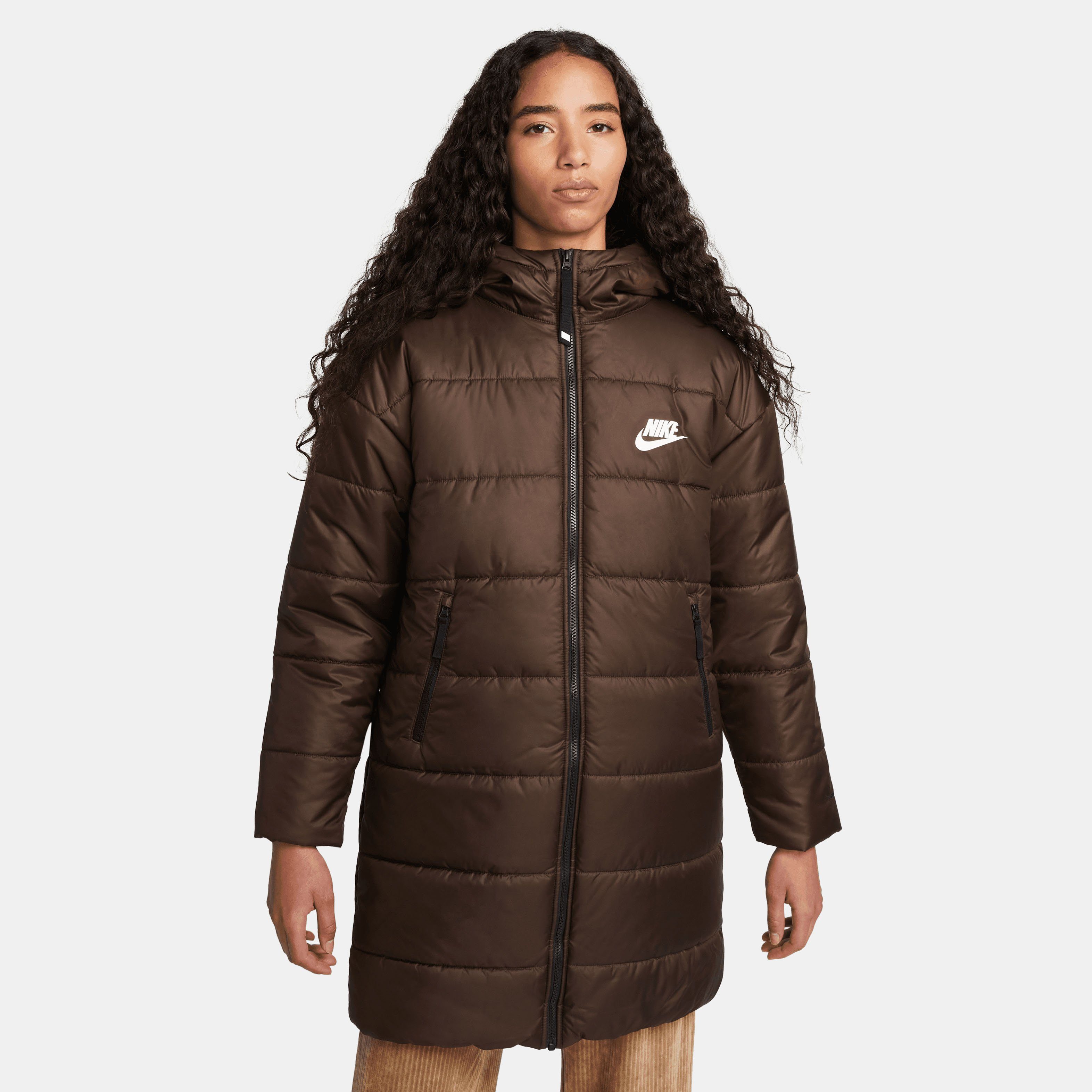 Parka Sportswear Hooded Therma-FIT BROWN/BLACK/WHITE Repel Nike Women's BAROQUE Steppmantel