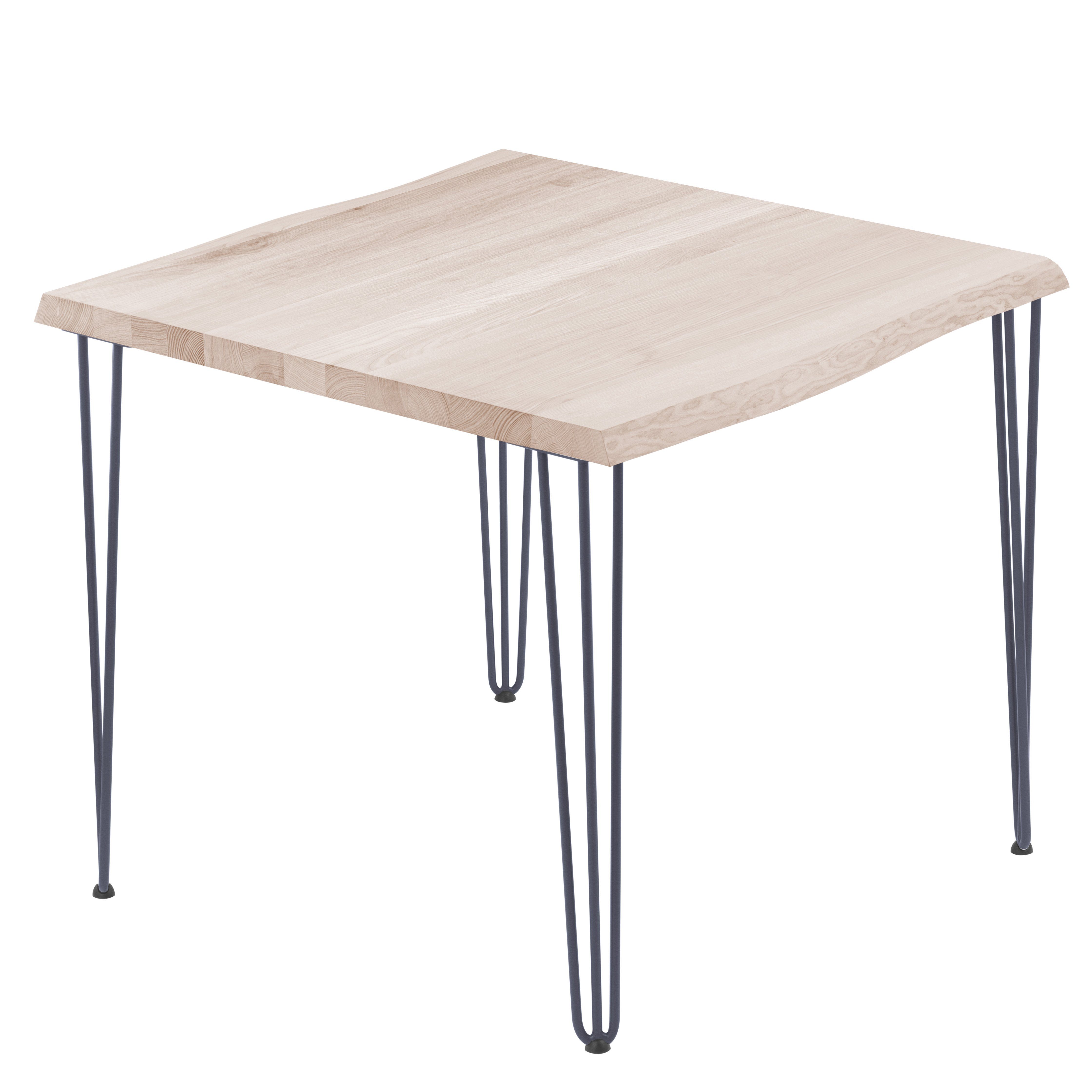 LAMO Manufaktur Baumkantentisch Creative Esstisch Massivholz inkl. Metallgestell (1 Tisch), Baumkante massiv Anthrazit | Roh | Baumkantentische