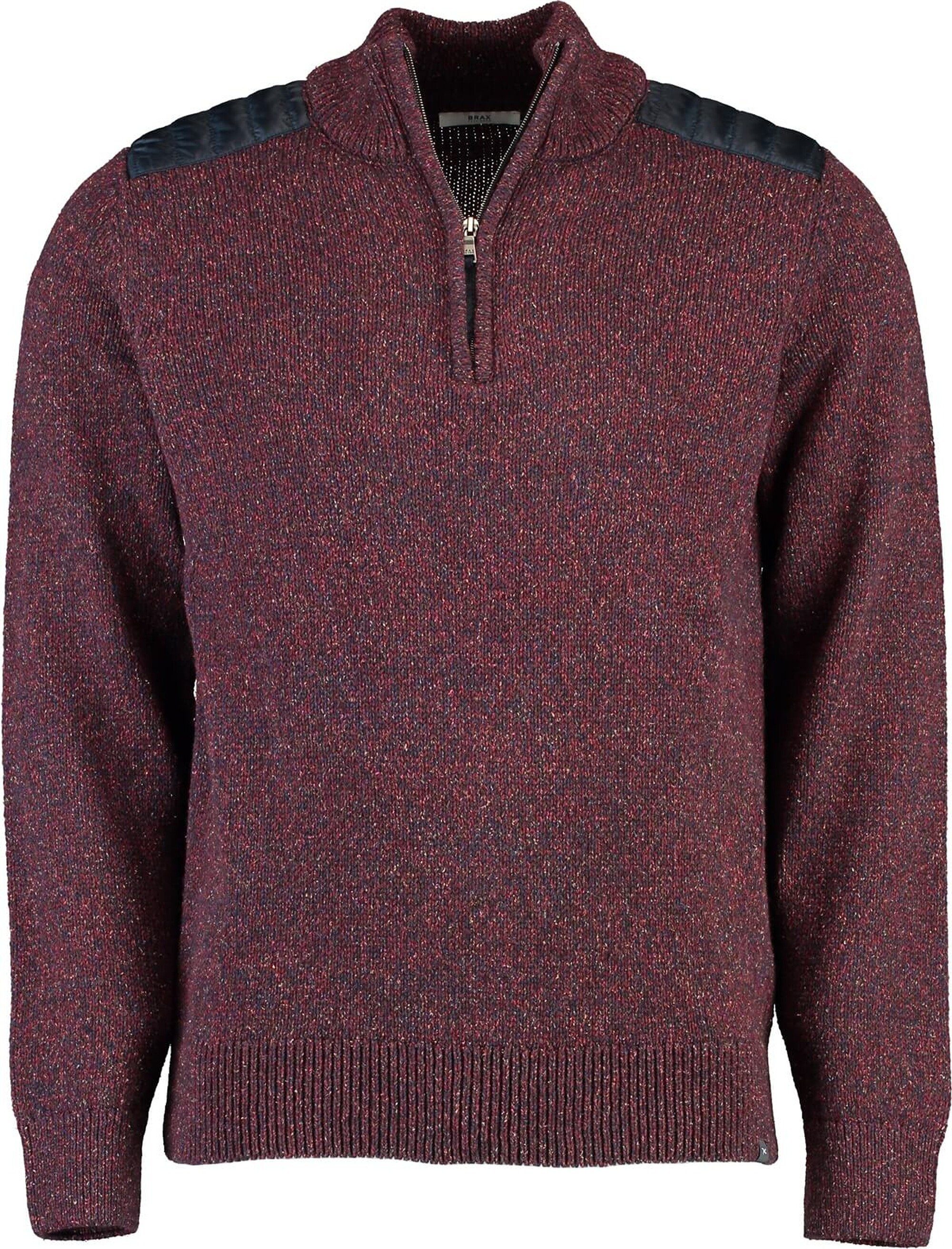 Brax Strickpullover BRAX Pullover Santo bordeaux meliert mit Seide