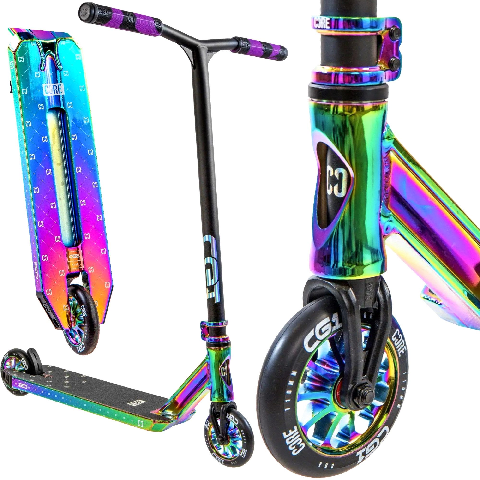Stuntscooter CORE CG1 Stunt-Scooter Park H=81cm Schwarz/Neochrome