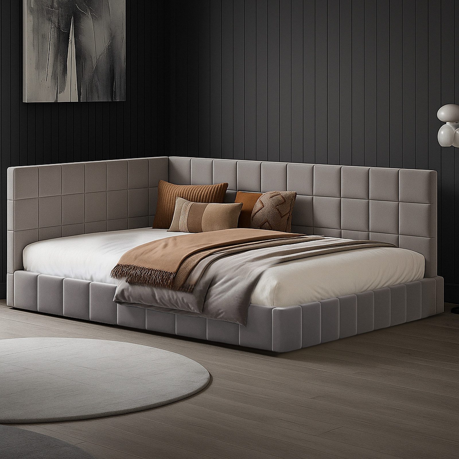 REDOM Schlafsofa Polsterbett,Funktionsbett,Jugendbett, Daybett Tagesbett mit Lattenrost, Multifunktional für Wohnzimmer und Schlafzimmer, Komfortable Rückenlehne, Einfacher Umbau, 250 kg Tragfähigkeit, Für Erwachsene & Kinder geeignet 140x200 cm, Ohne Matratze