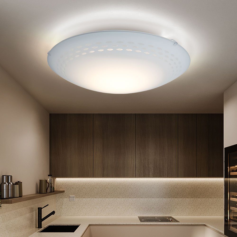 EGLO LED Deckenleuchte, LED-Leuchtmittel satiniert Glas Lampe fest verbaut, Wand weiß Strahler LED Decken Design