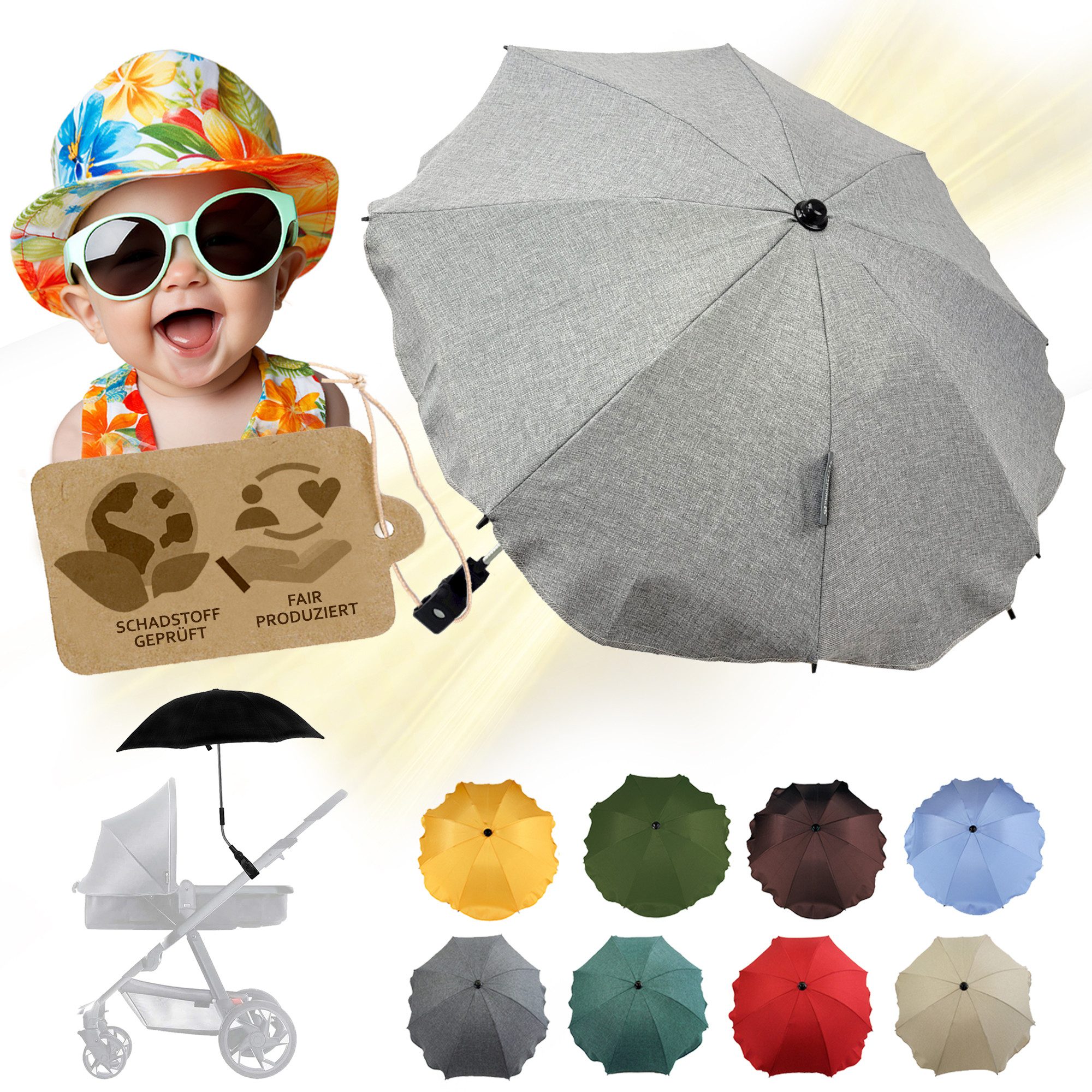 BambiniWelt by Rafael K. Навесы для коляскиhülle Sonnenschirm Защита от солнца für Kinderwagen Buggy Jogger universal UV50+, UV 50+ Schutz