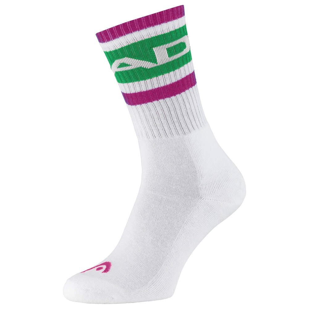 Head Tennissocken Crew 1P (Baumwolle) weiss/grün/pink Herren - 1 Paar