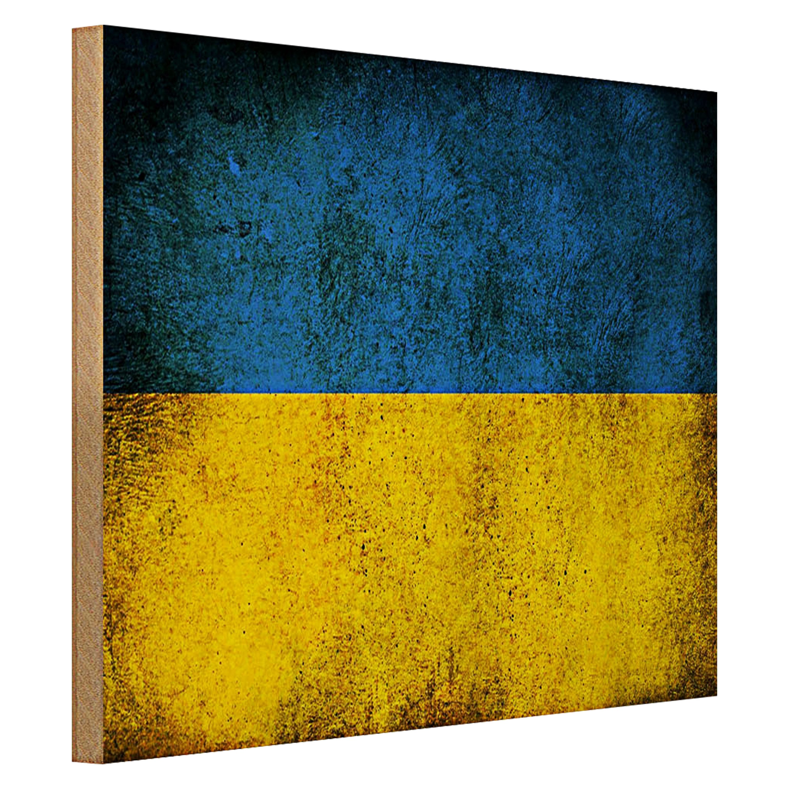 Roomando Holzbild Flagge 40x30cm Ukraine Fahne
