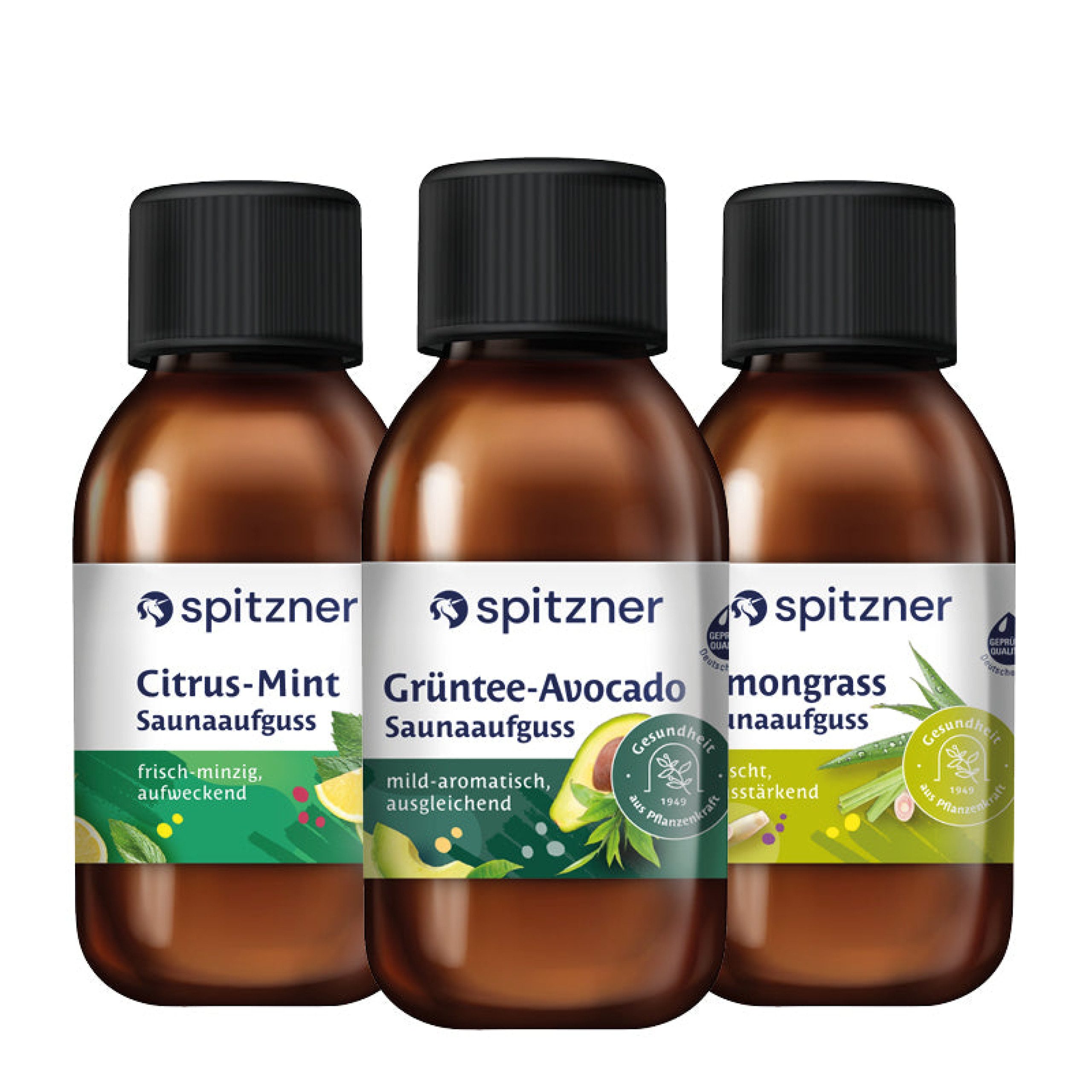 Spitzner Aufgusskonzentrat Spitzner Saunaaufguss Set Vital & Frisch 3x125 ml Wellness Sauna