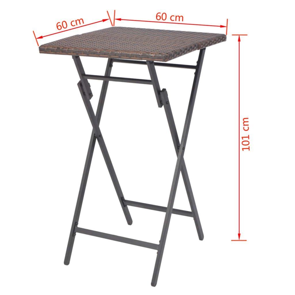 vidaXL Gartenlounge-Set 3-tlg. Bistro-Set (3-tlg) Stahl Braun, Rattan Poly Klappbar