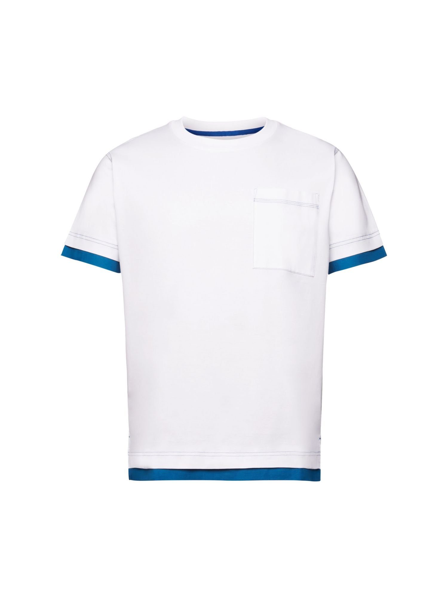 Esprit Collection T-Shirt Rundhals-T-Shirt im Lagenlook, 100 % Baumwolle (1-tlg) WHITE