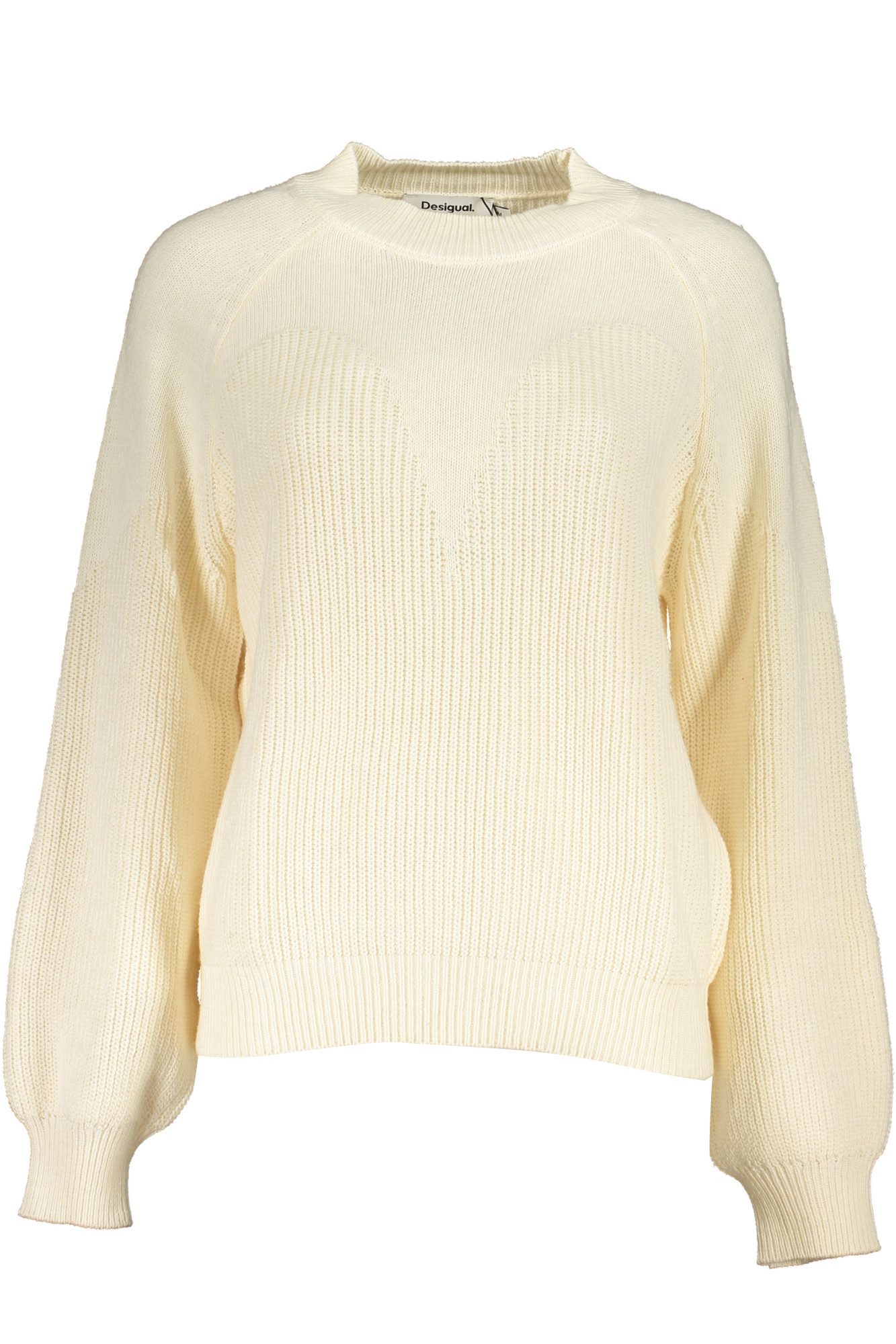 Desigual Strickpullover Weißer Damenpullover mit Rollkragen & Kontrastdetails - Elegant & Mod