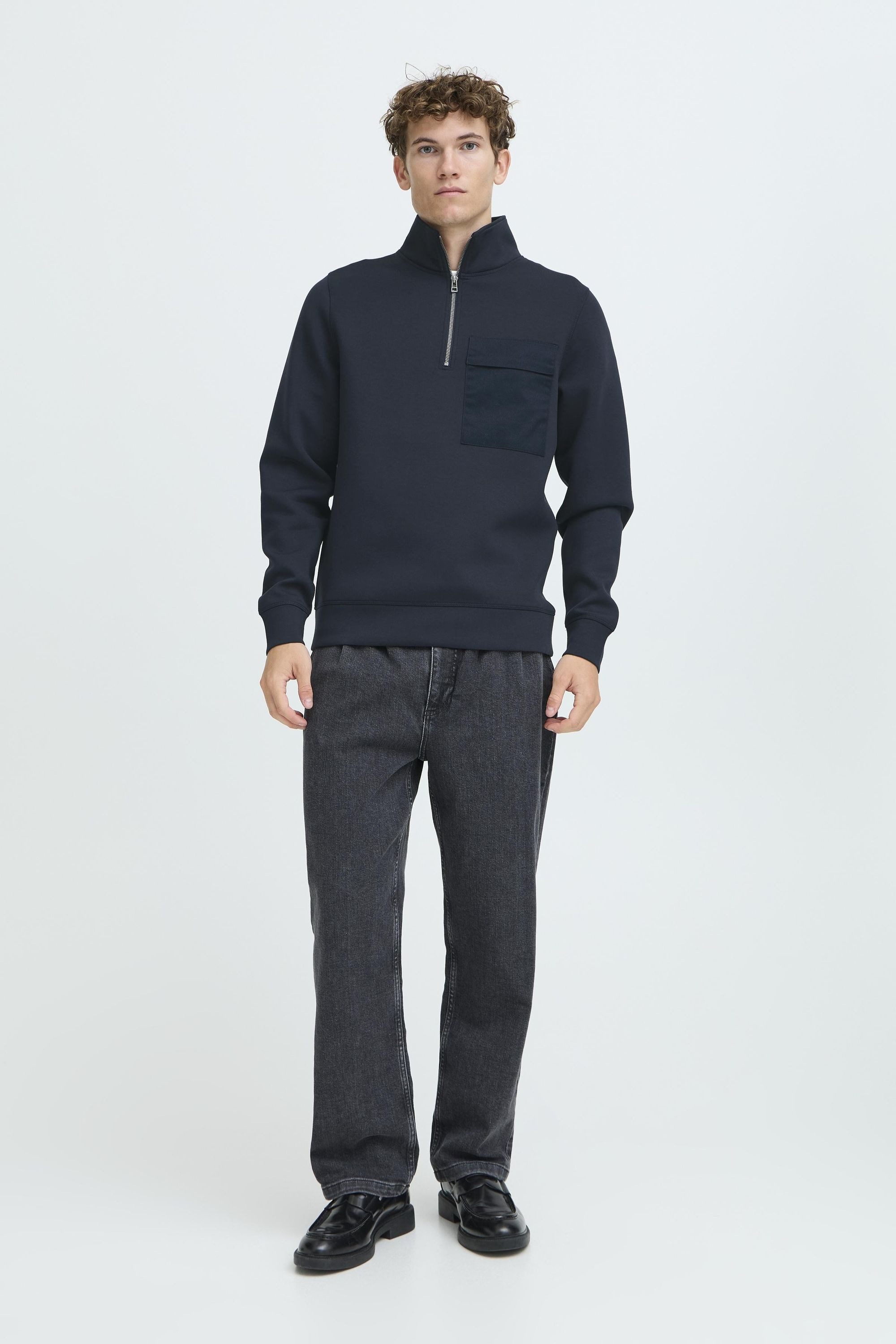 Casual Friday Longsweatshirt CFRo Modischer Troyer mit Brusttasche