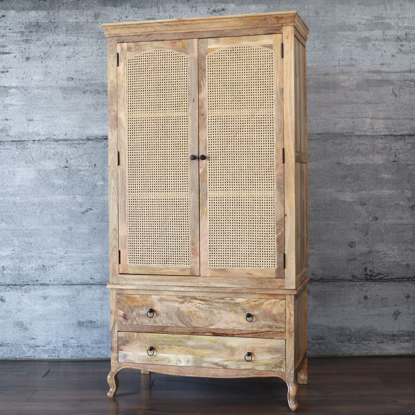 baario Kleiderschrank Kleiderschrank LOPAR Wiener Geflecht 110cm Massivholz Garderobe Antik