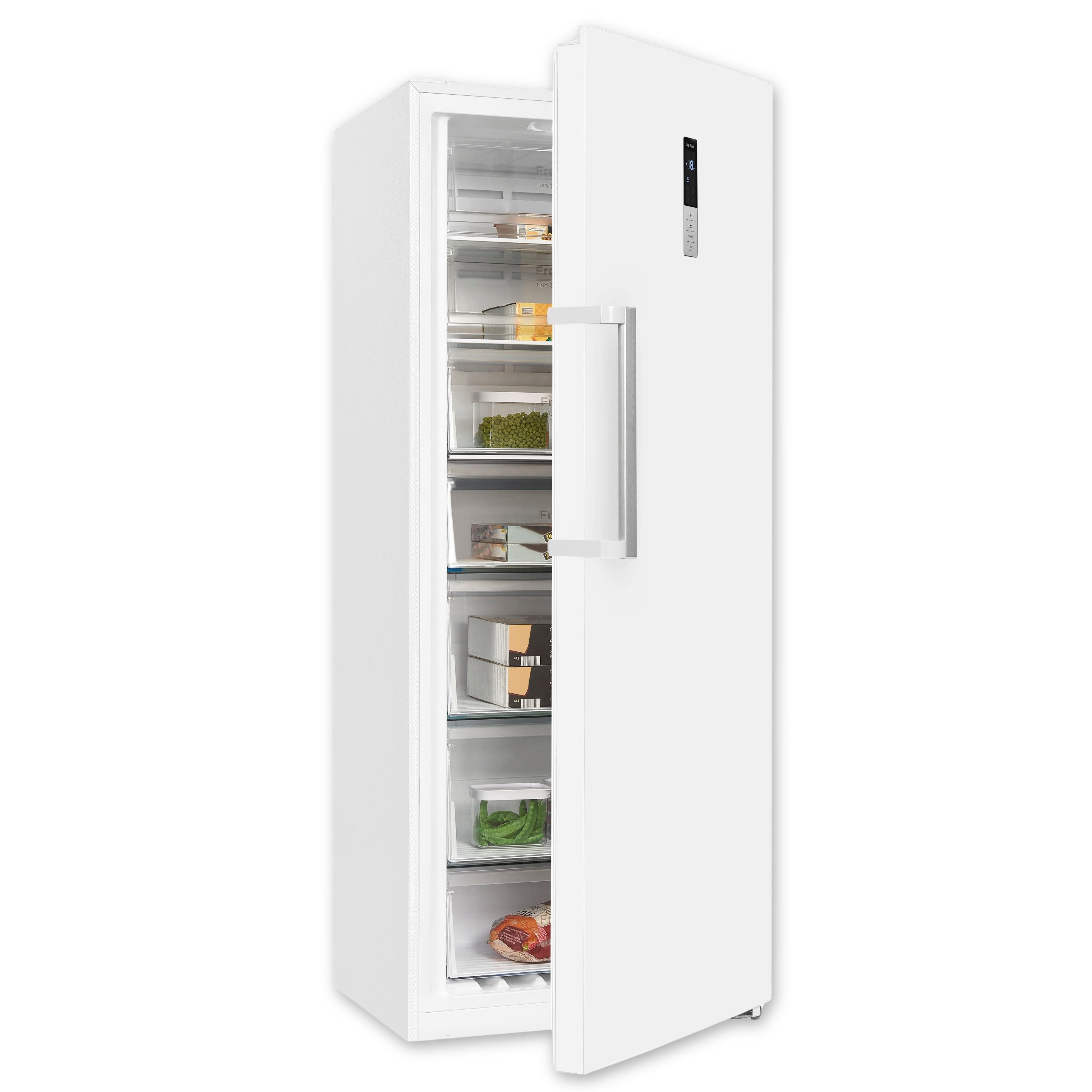 exquisit Gefrierschrank NoFrost GS380-NF-H-050E weiss, 185,5 cm hoch, 71 cm breit, 380 L Gefrierschrank: No-Frost, 4-Sterne & flexibel mit LED-Licht