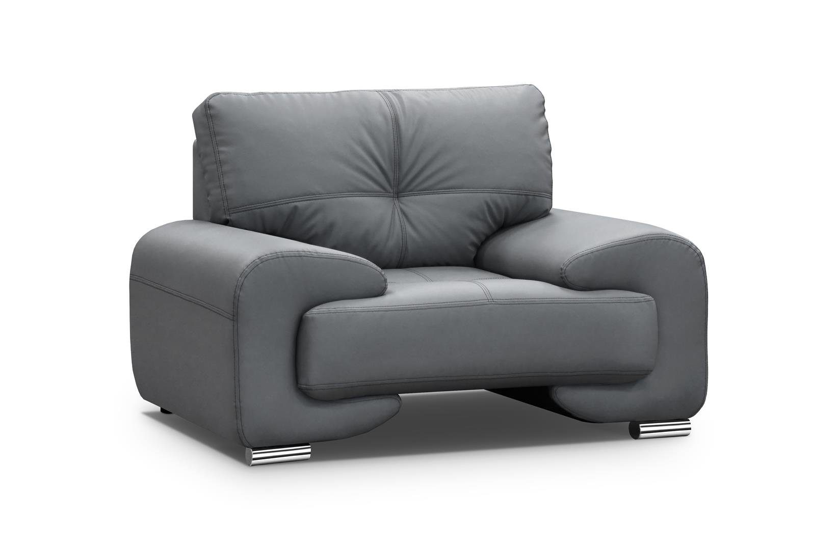 (dolaro Sessel Kunstleder Omega Beautysofa 04) Grau Modern Relaxsessel Relaxsessel Wohnzimmersesel