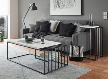 MCA furniture Couchtisch Juba (Wohnzimmertisch 120 x 60 cm, weiß und schwarz), lackiert, mit Ablage