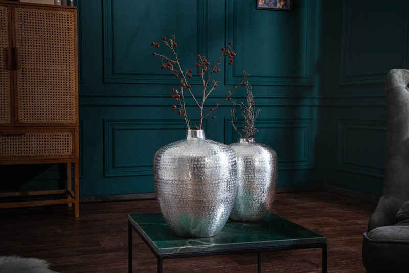 riess-ambiente Dekovase ORIENTAL 33cm silber (Set, 2 St), Wohnzimmer · Vase · Metall · Handarbeit · Dekoration