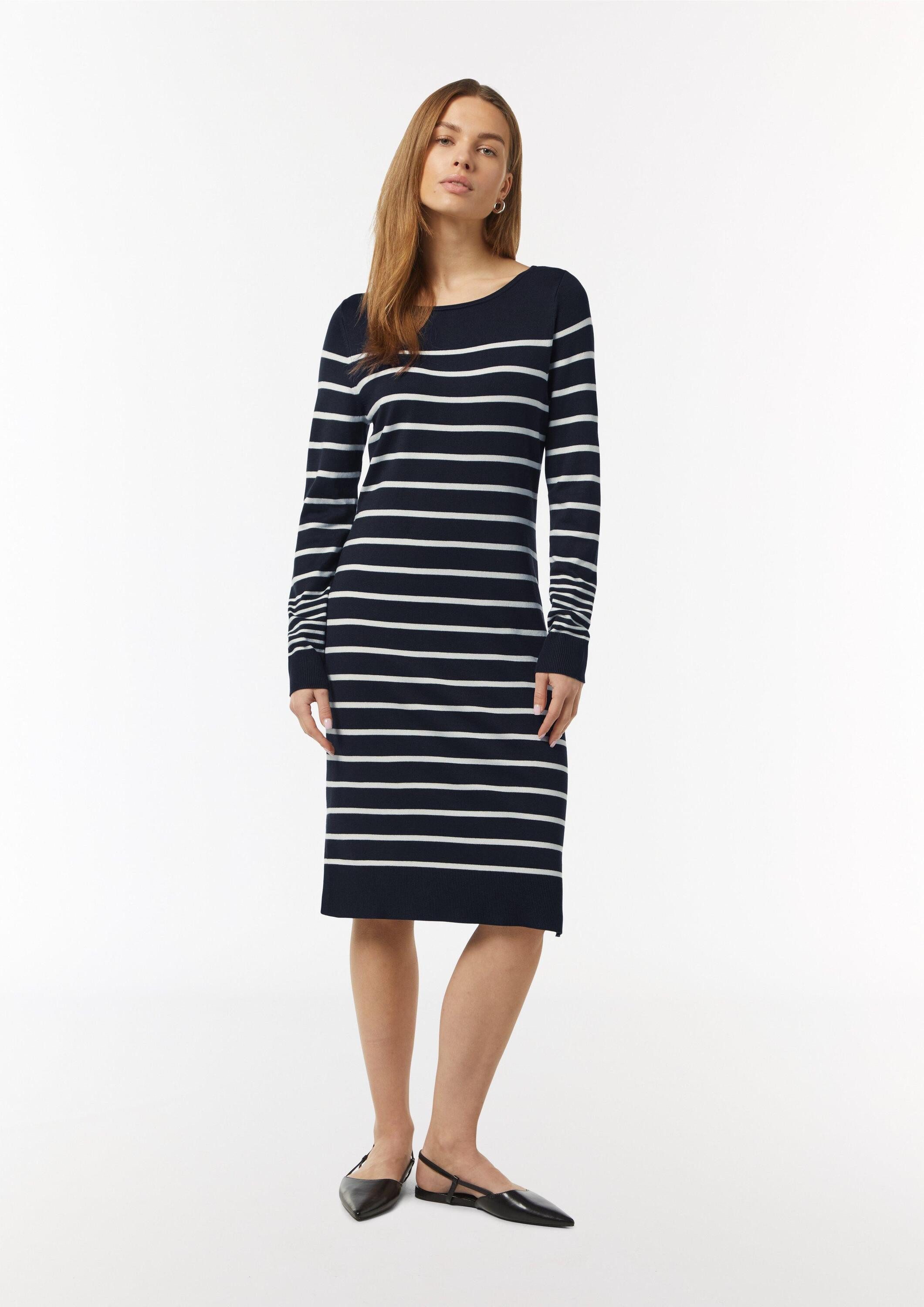 comma Minikleid Kleid Gestreiftes Strickkleid mit U-Ausschnitt günstig online kaufen