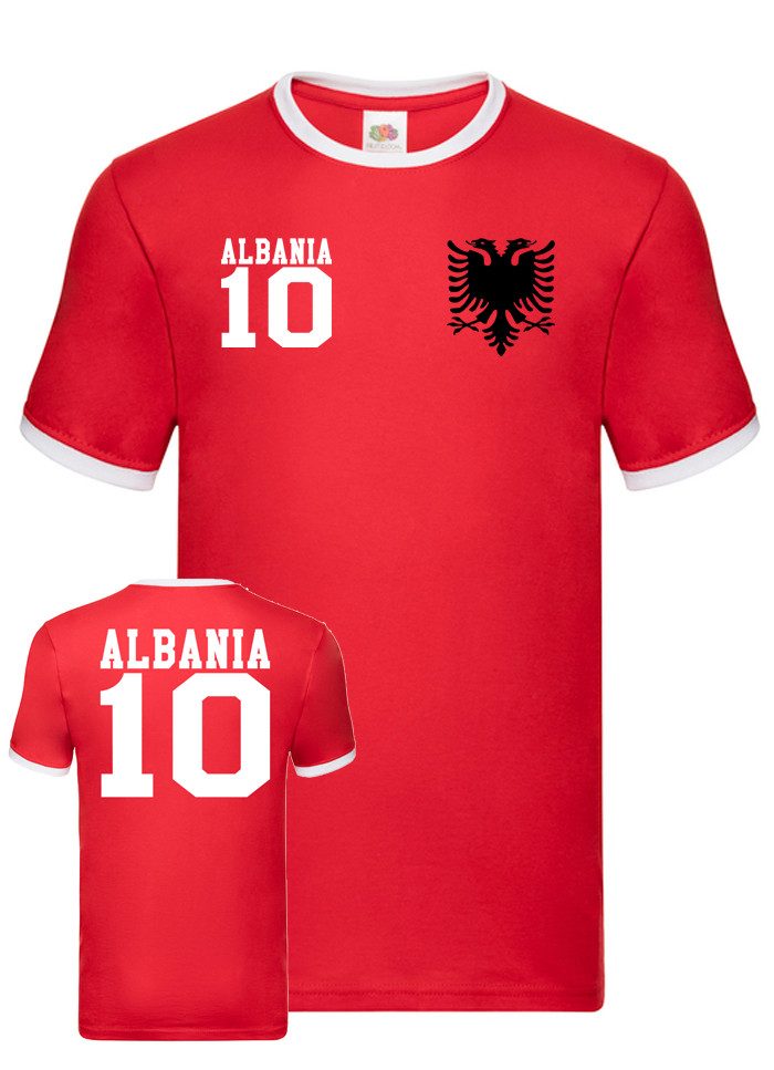 Blondie & Brownie T-Shirt Herren Albanien Albania Sport Trikot Fußball Meister EM Euro Mit Kontrastnaht
