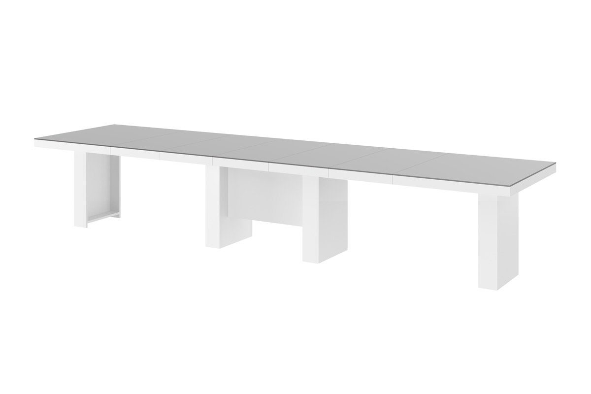 Tisch Hochglanz / Hochglanz HLA-111 ausziehbar Grau 160-400cm designimpex Weiß Design XXL Konferenztisch Hochglanz Esstisch