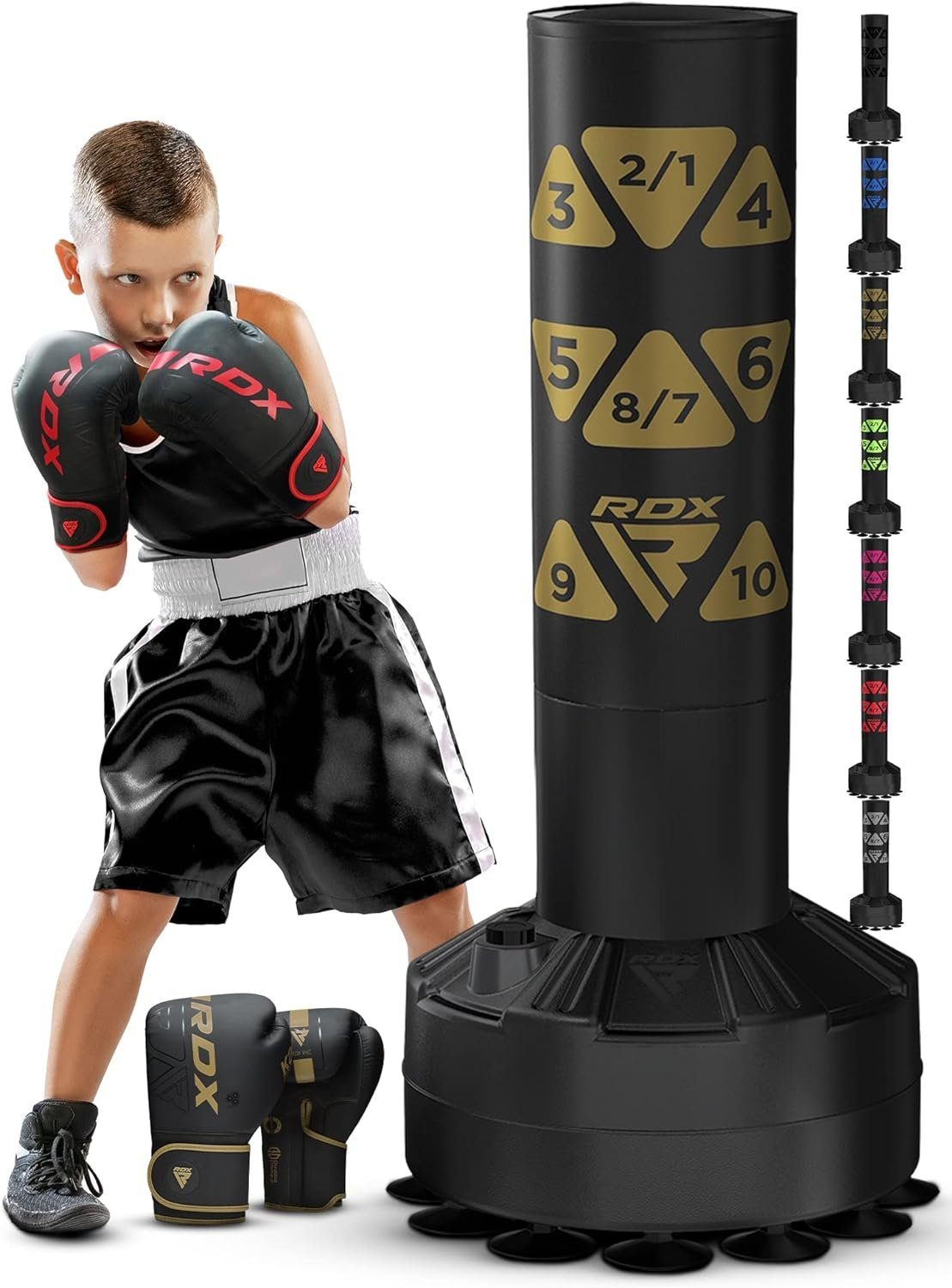 RDX Sports Standboxsack RDX freistehender Boxsack für Kinder, 4FT Boxsack mit Handschuhen