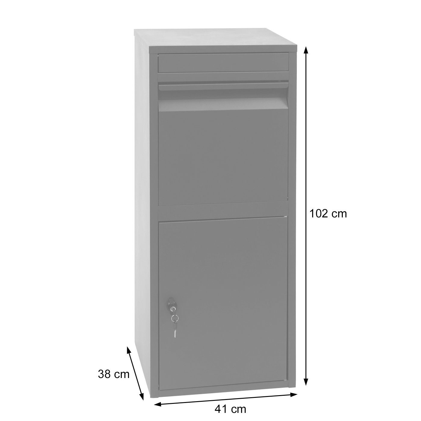 MCW Standbriefkasten MCW-G80, Am Boden fixierbar, Für Briefe und mittlere Pakete, Abschließbar