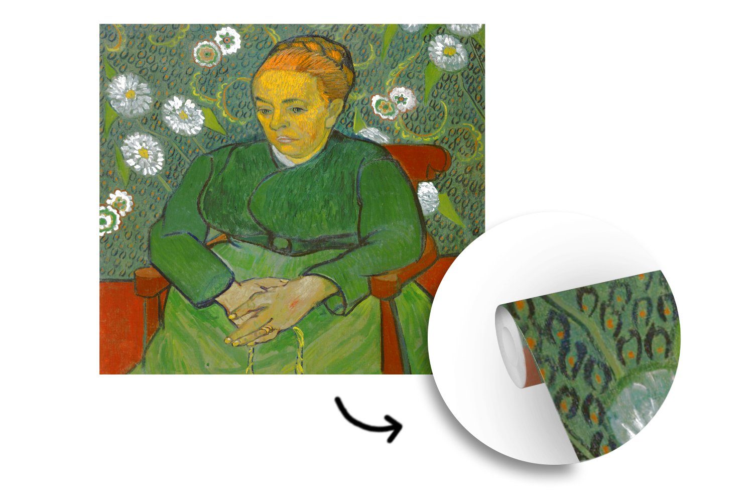 MuchoWow Fototapete La berceuse (Porträt van Küche, St), Roulin) Schlafzimmer Madame Gogh, Fototapete - Vincent für bedruckt, von (4 Wohnzimmer Matt, Vliestapete