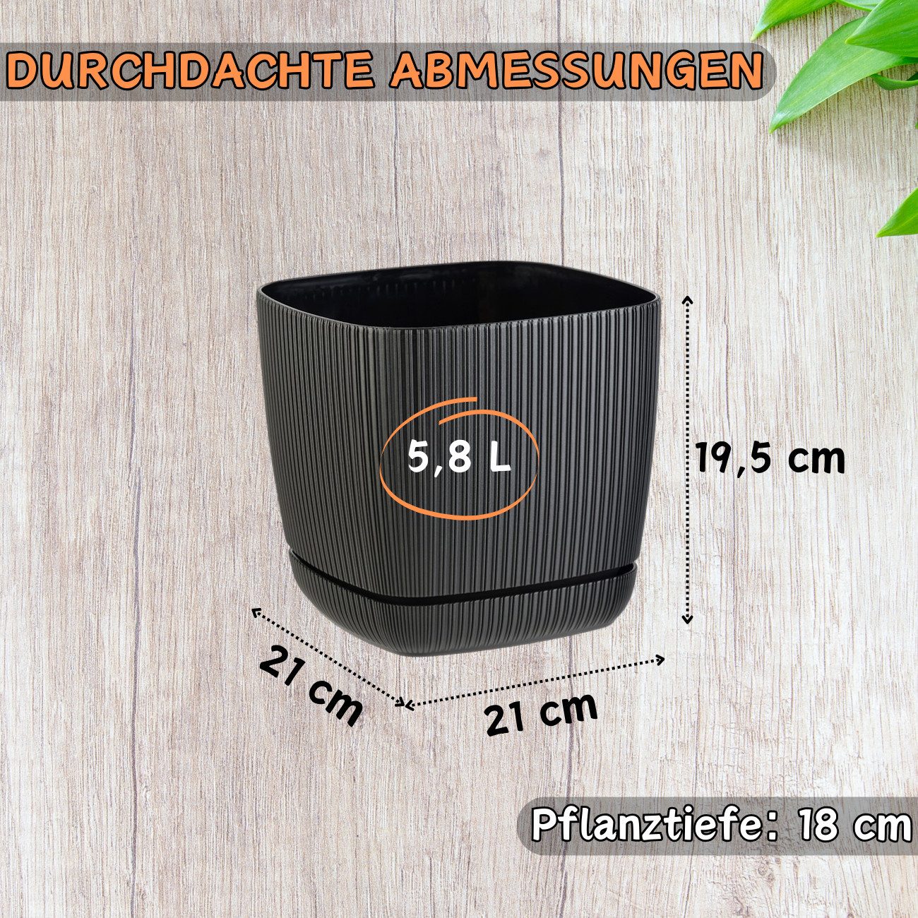 Engelland Blumentopf Pflanztopf mit Drainagesystem & Untersetzer (21 x 21 c günstig online kaufen