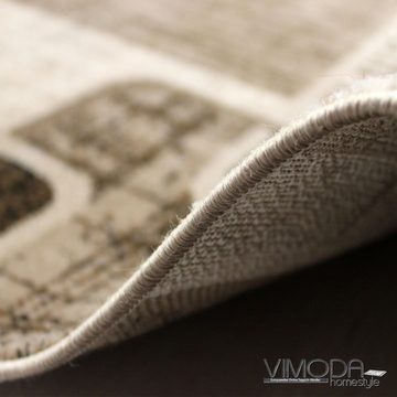 Designteppich Kurzflor Modern braun beige, Vimoda, Rechteckig, Höhe: 8 mm, Kariert, Retro, Muster Meliert