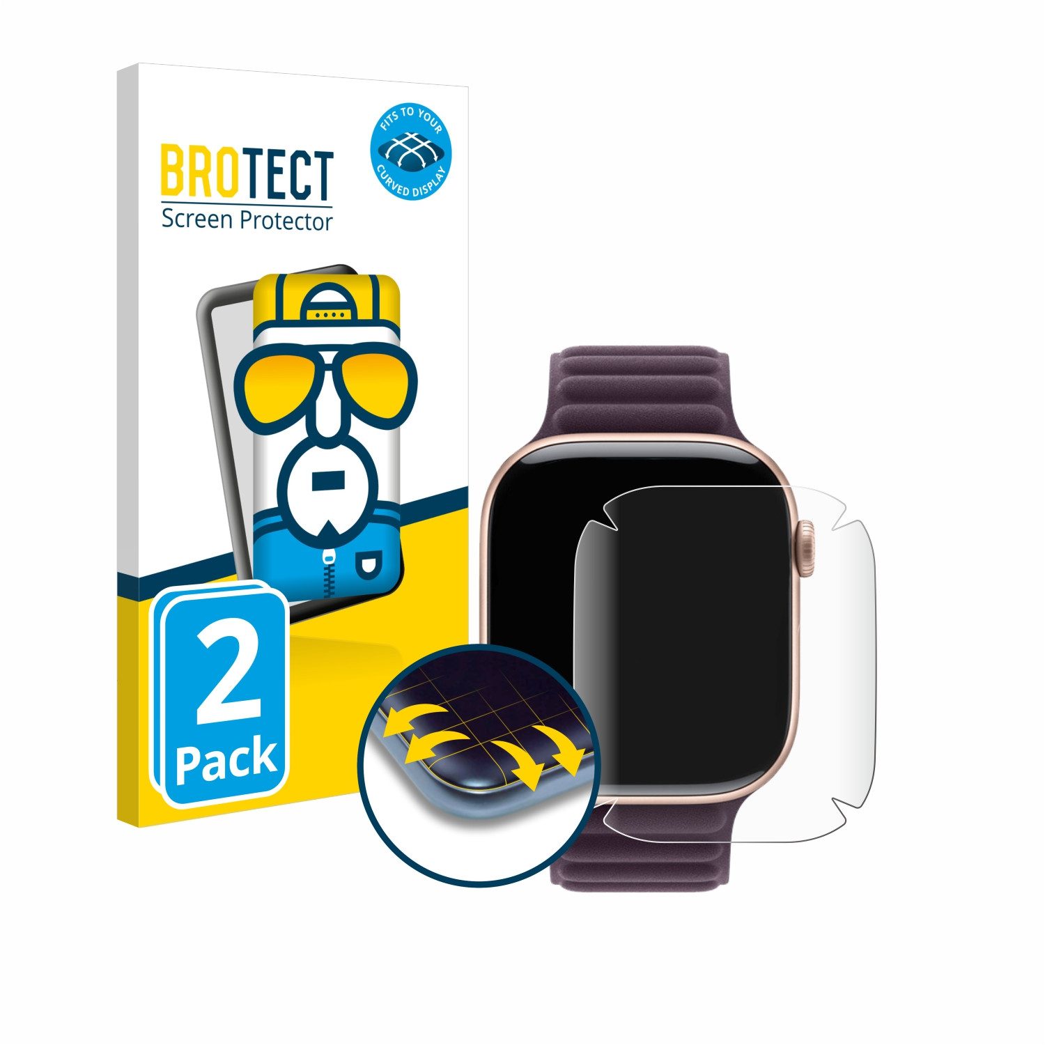 BROTECT Displayschutzfolie Fullscreen Schutzfolie für Apple Watch Series 10 (42 mm), 2 Stück, Displayschutz Folie Fullcover Klar Transparent