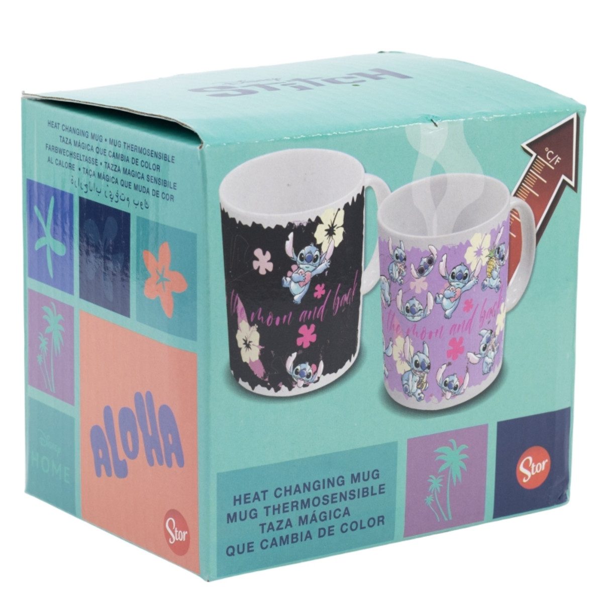 Disney Tasse Stitch 325 ml Keramikbecher in Geschenkbox mit Charakterdesign, Keramik