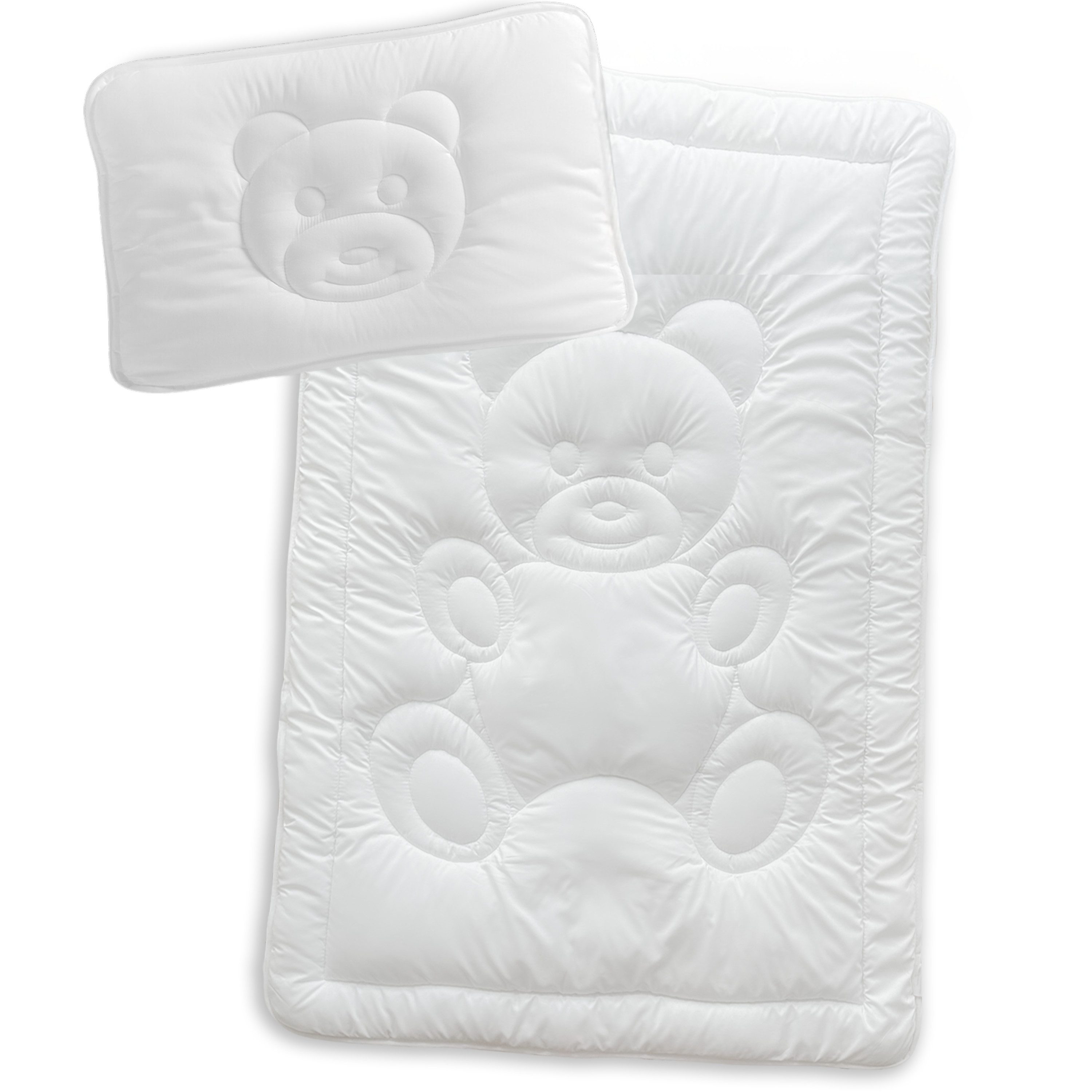 KNERST Kinderbettdecke + Microfaserkissen Kinder Bettdecken für kuschelig, weiche Träume, Füllung: 100% Polyester, Hautfreundlich, für Allergiker geeignet, waschbar bis 60 grad