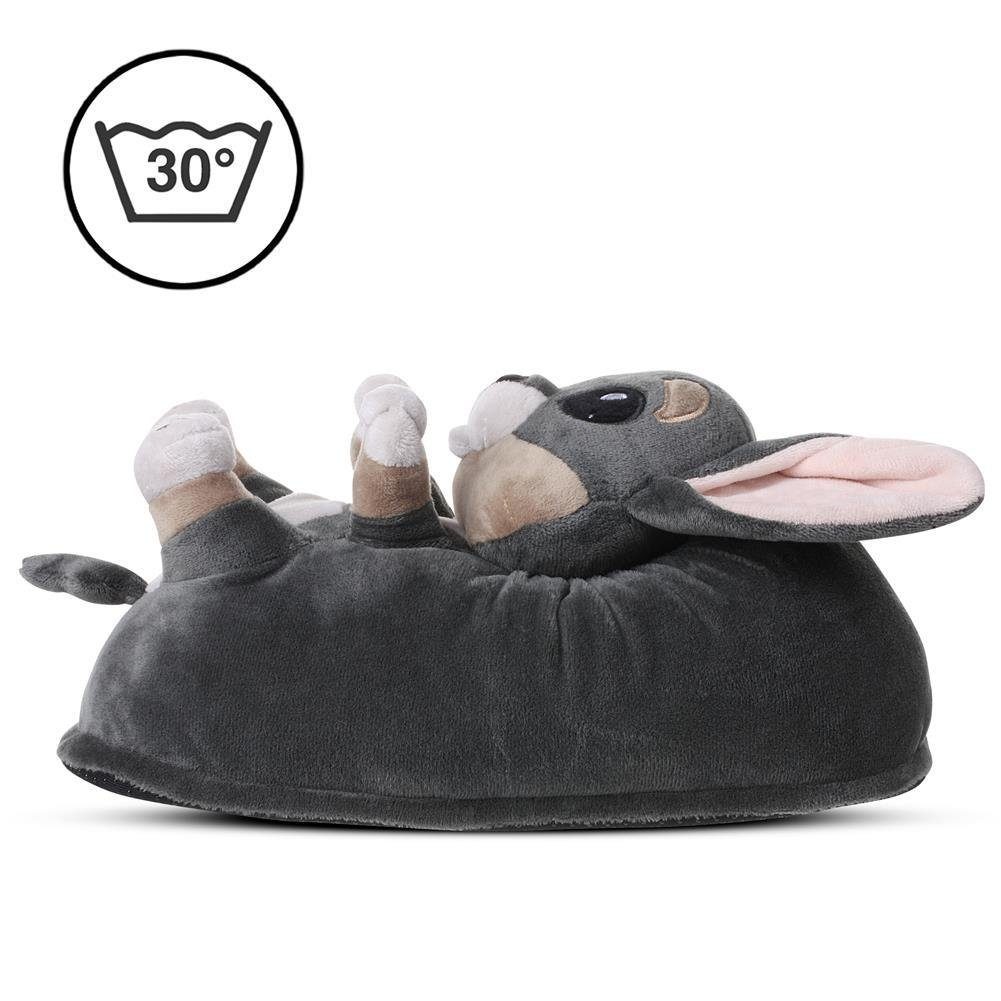 Corimori Tier Pantoffeln für Erwachsene Einheitsgröße 34-44 Plüsch Hausschuhe (Packung, Geschenk) EU Einheitsgröße 34-44, Chihuahua Chico, für Kinder und Erwachsene