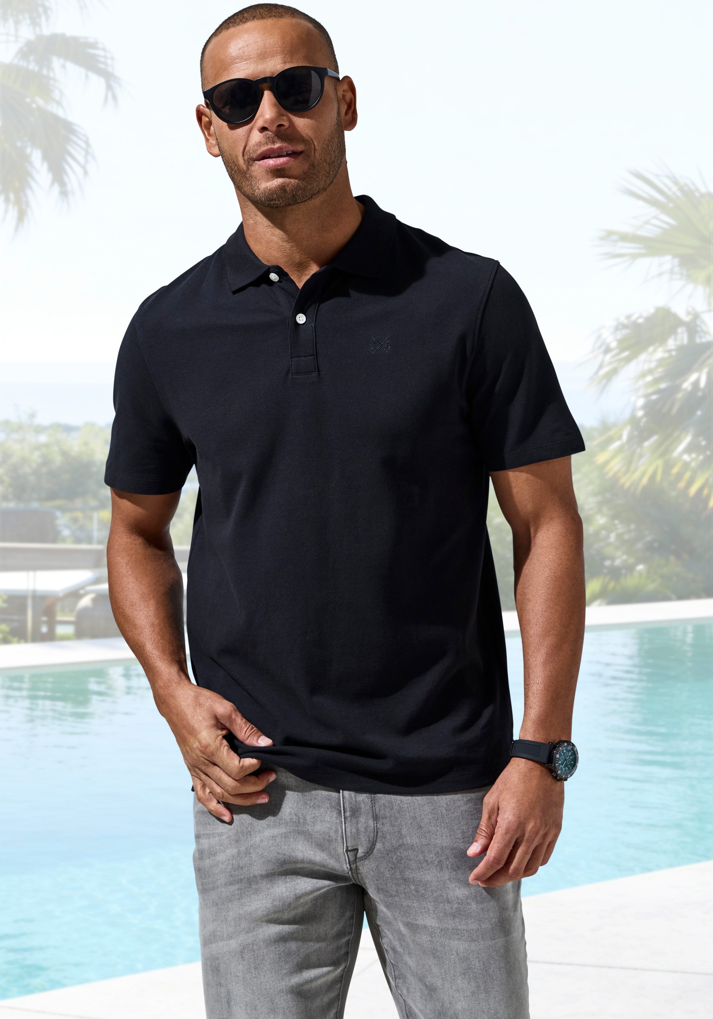 John Devin Poloshirt mit dezenter, hochwertiger Logostickerei