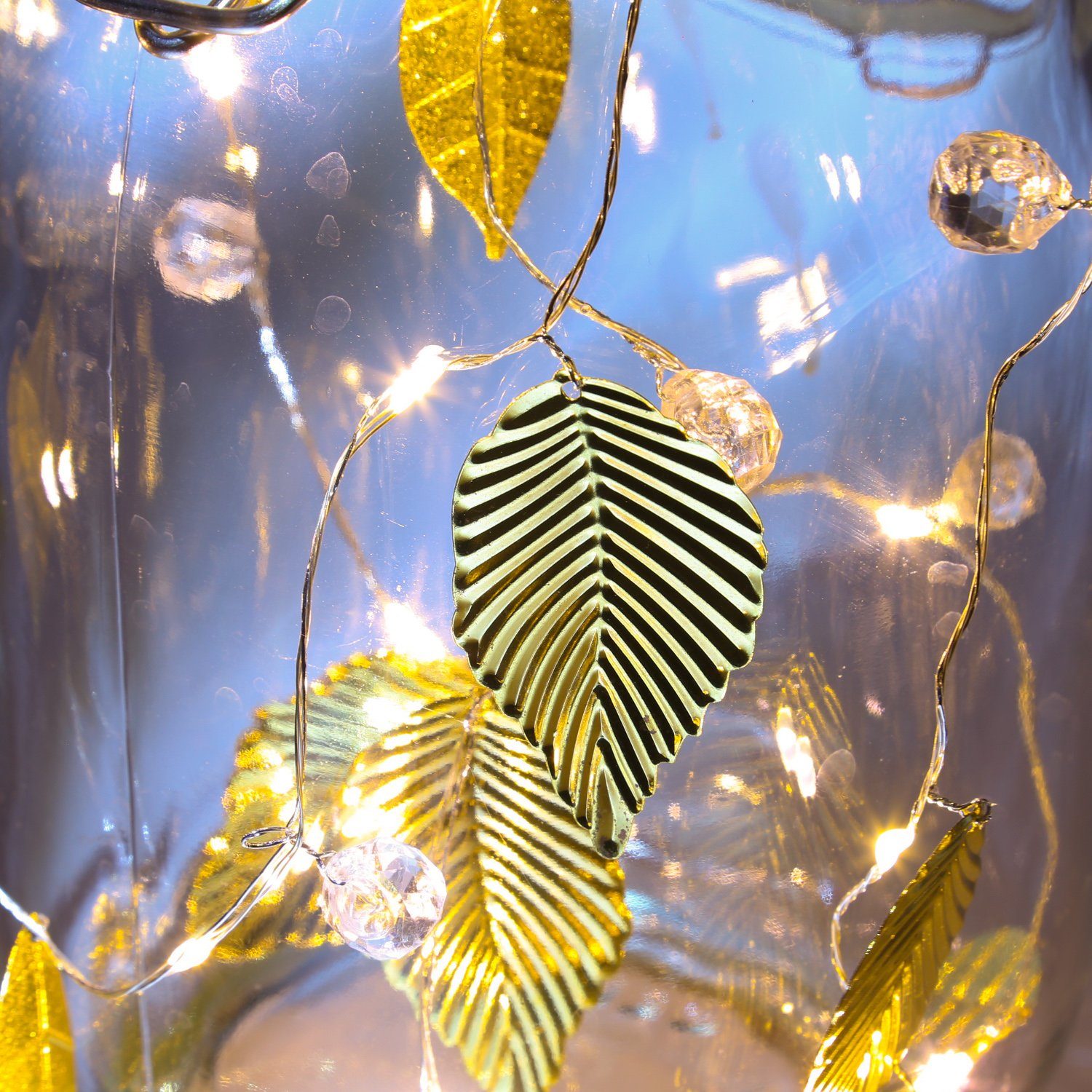 MARELIDA LED-Lichterkette »LED Drahtlichterkette goldene Blätter und Perlen  20 warmweiße LED Batterie«, 20-flammig online kaufen | OTTO
