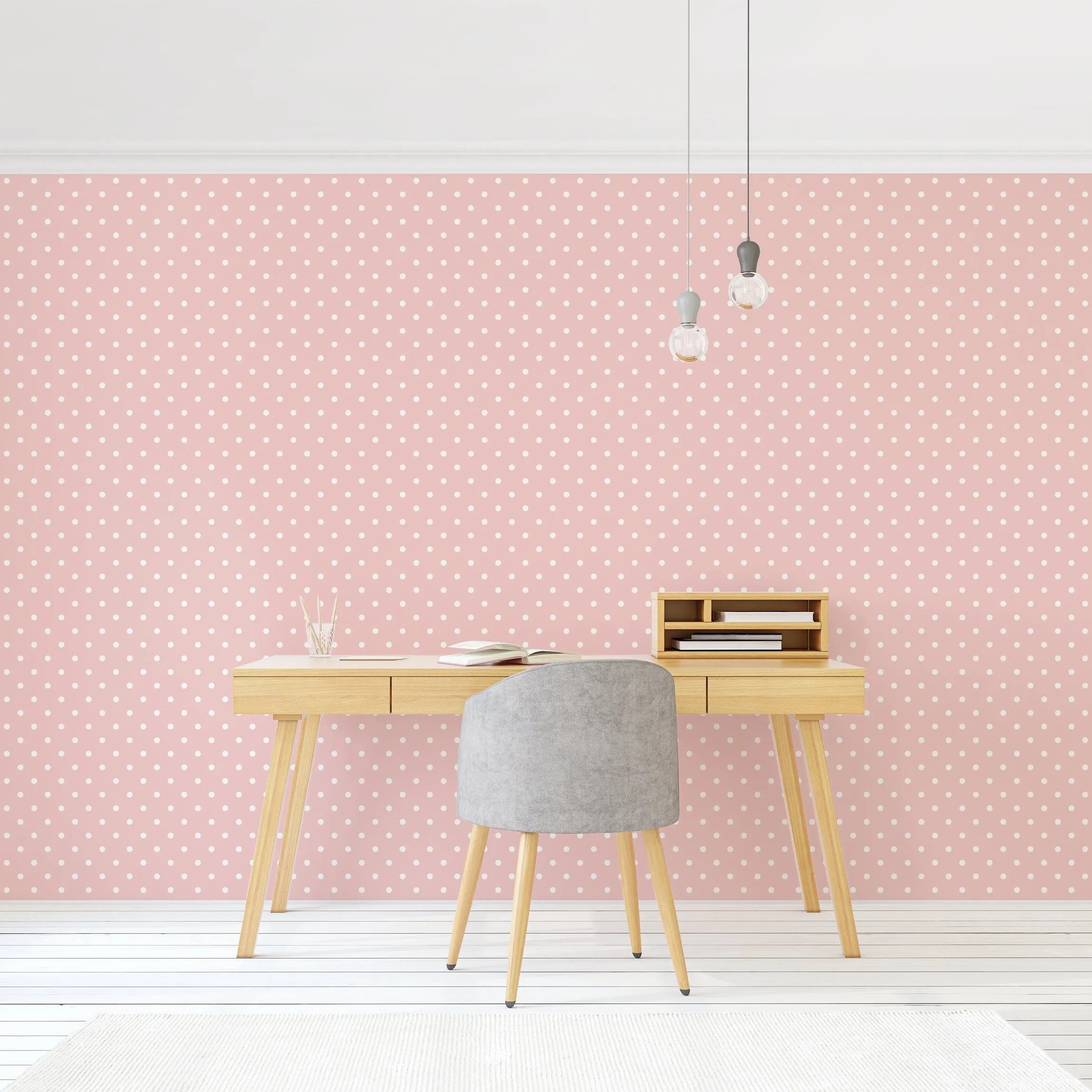 Bilderdepot24 Kindertapete Kinderzimmer Weiße Punkte Rosa Kinder Wanddeko Mustertapete, Glatt, Matt, (Vliestapete inkl. Kleister oder selbstklebend), Mädchenzimmer Jungenzimmer Babyzimmer Bildtapete Fototapete Wandtapete