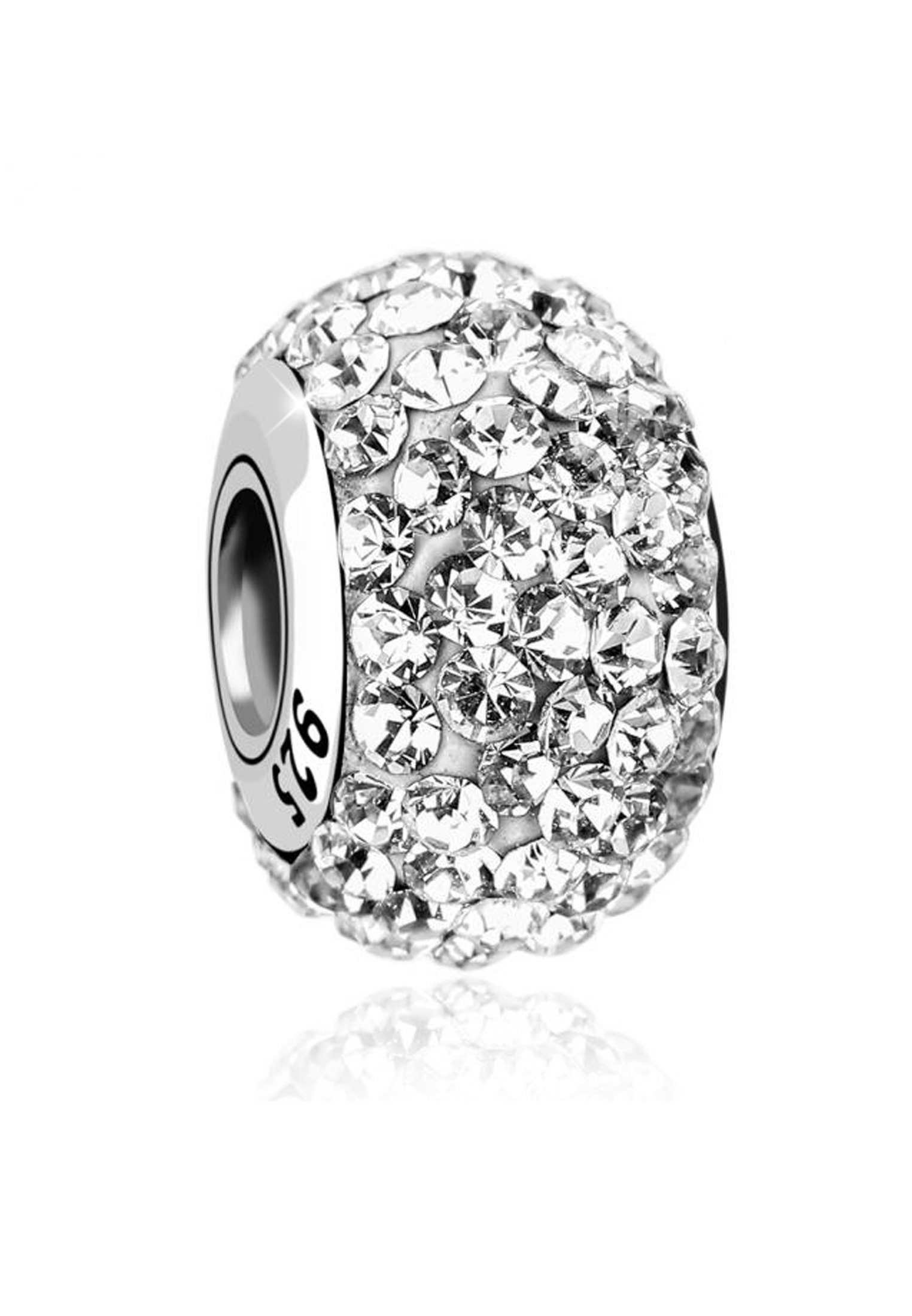 Nenalina Charm-Einhänger Kugel Bead Violett Kristalle 925 Silber, Kugel