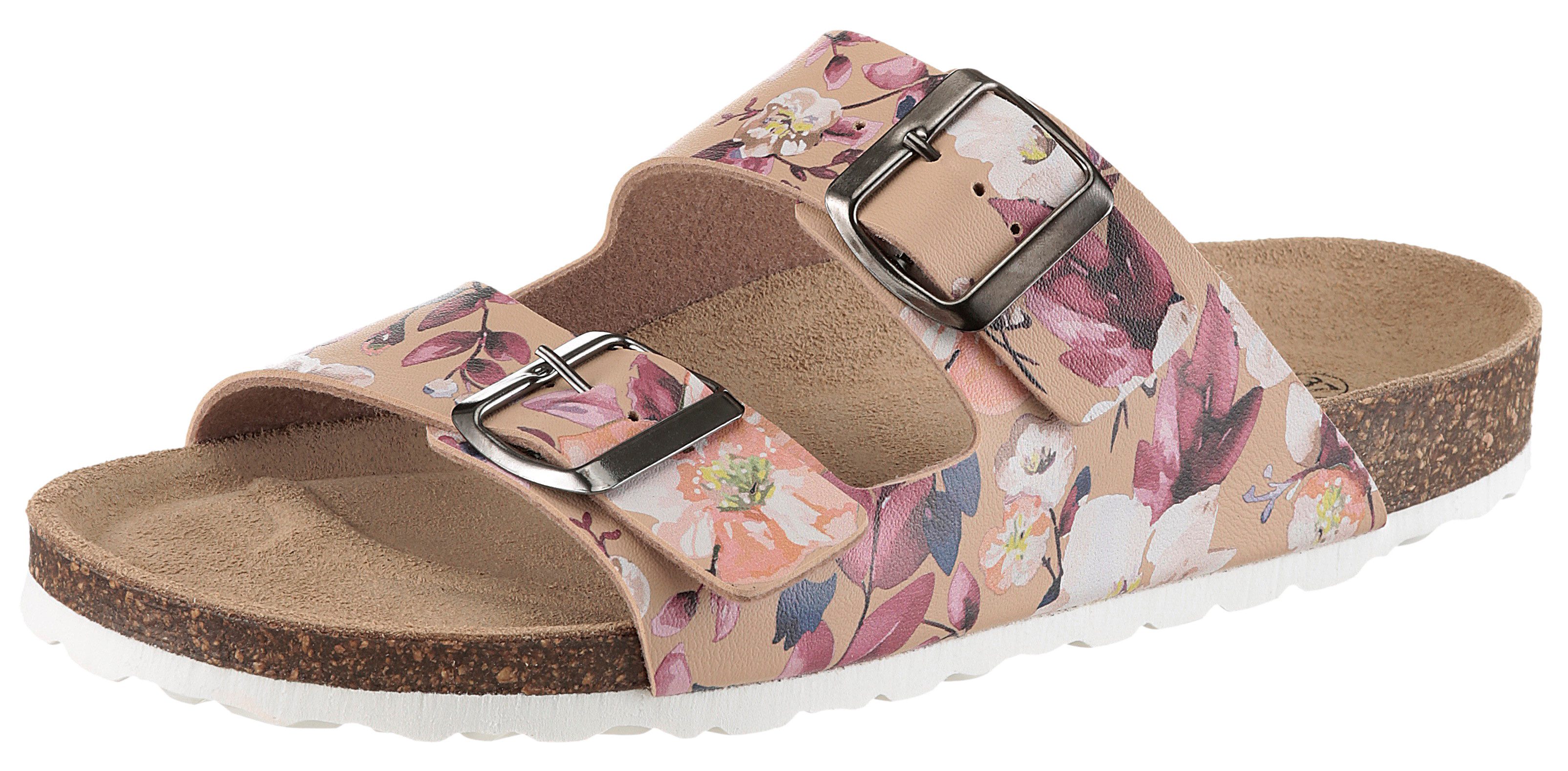 Aniston SHOES Pantolette Hausschuh, Sommerschuh mit Blumendruck - NEUE KOLLEKTION