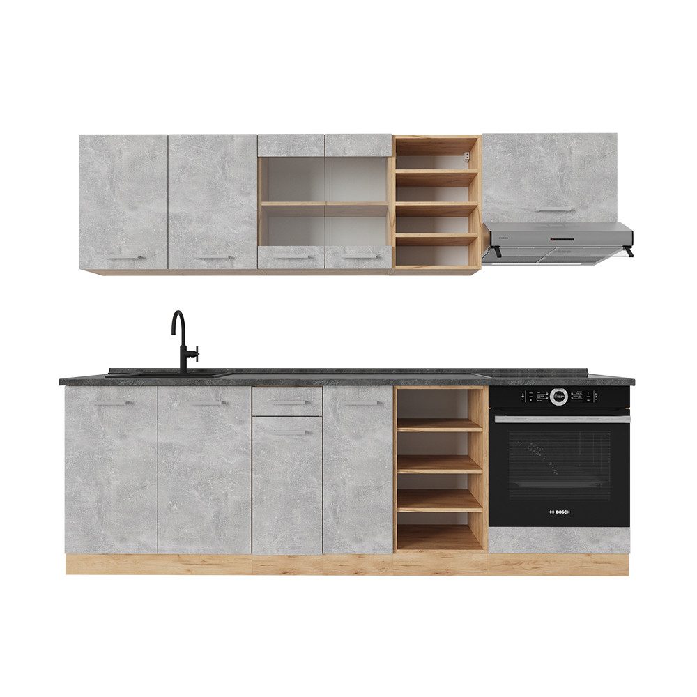 Vicco Küchenzeile R-Line, Beton/Goldkraft Eiche, 240 günstig online kaufen