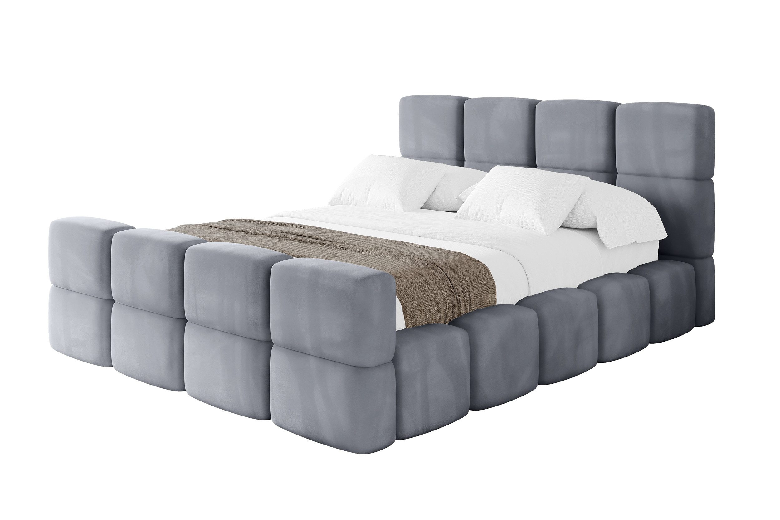 ALTDECOR Polsterbett NATA-Z (Polsterbett mit Bettkasten und Lattenrost, Boxbett ohne Matratze), Doppelbett mit Stauraum, Bett mit Kopfteil