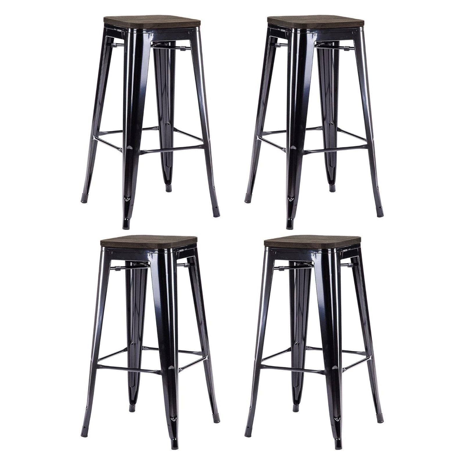 Duhome Barhocker (665D), Barstuhl Tresenhocker, Stapelbar Metall Bistrohocker mit Fußstütze