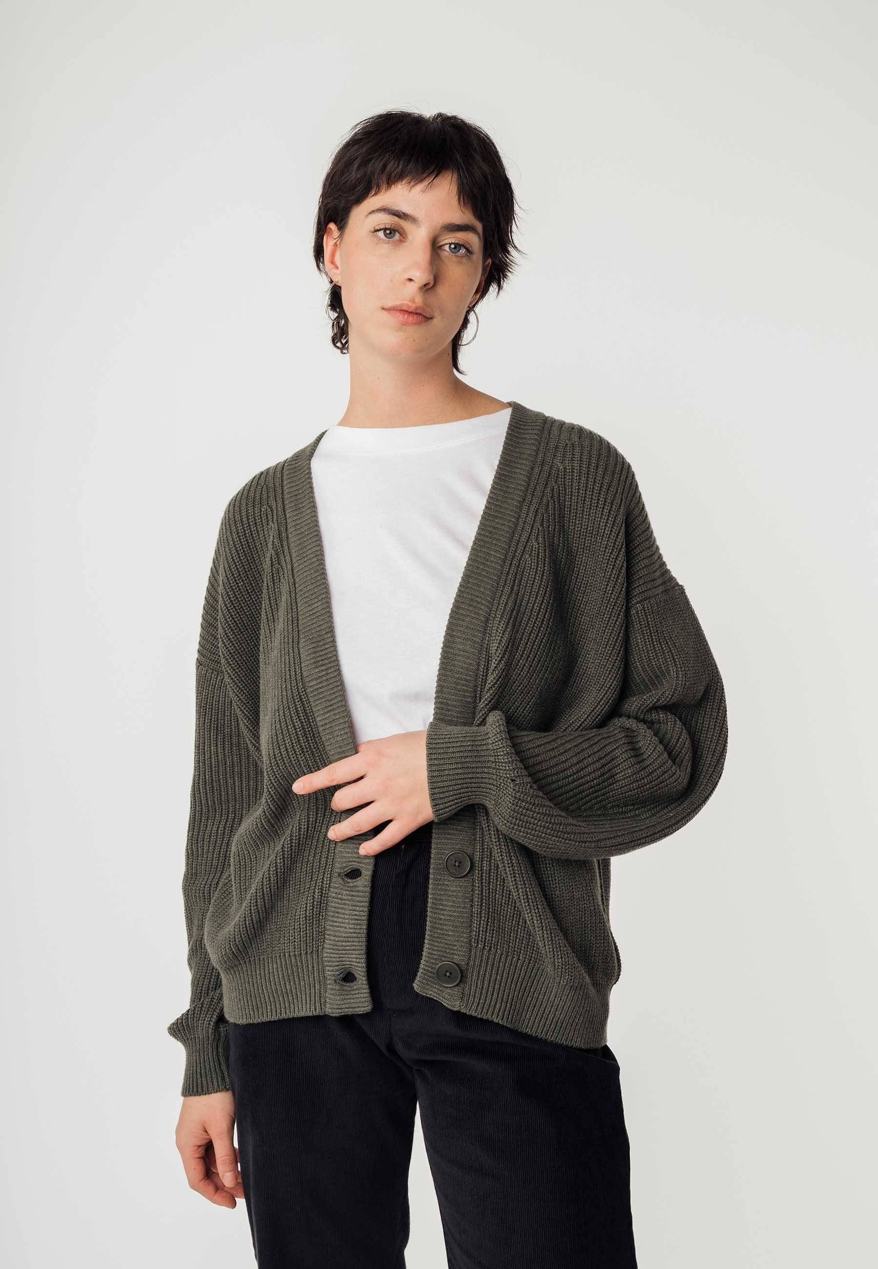 NEESHA melange MELA Cardigan Strick Cardigan grün