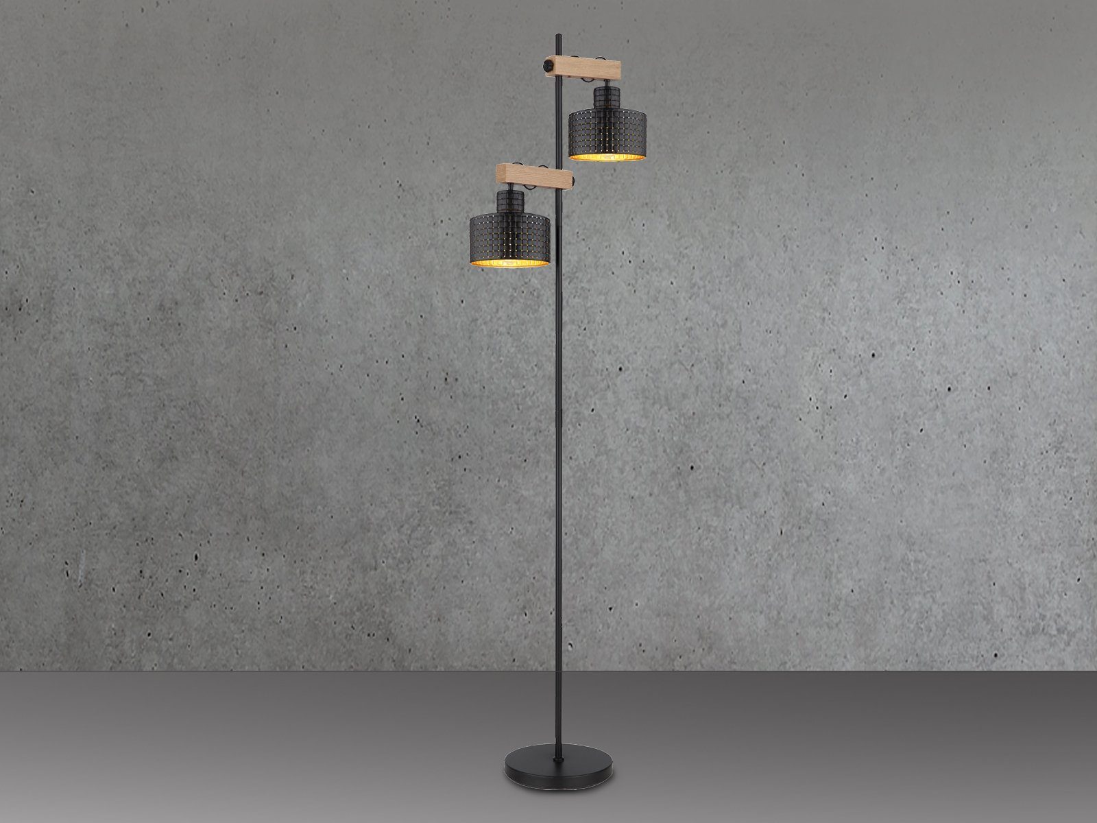 meineWunschleuchte LED Stehlampe, LED wechselbar, warmweiß, große ausgefallene Designer-lampen mehrflammig Schwarz Gold-en H 167cm