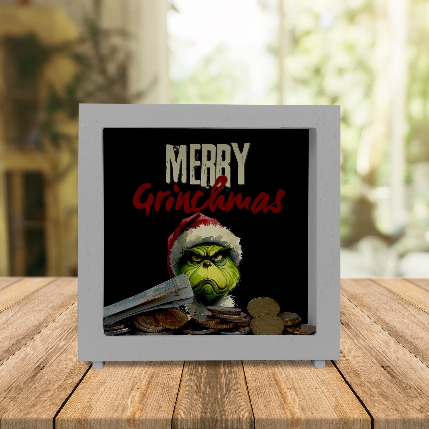 speecheese Spardose Merry Grinchmas Weihnachtsmuffel Rahmen Spardose aus Ho günstig online kaufen